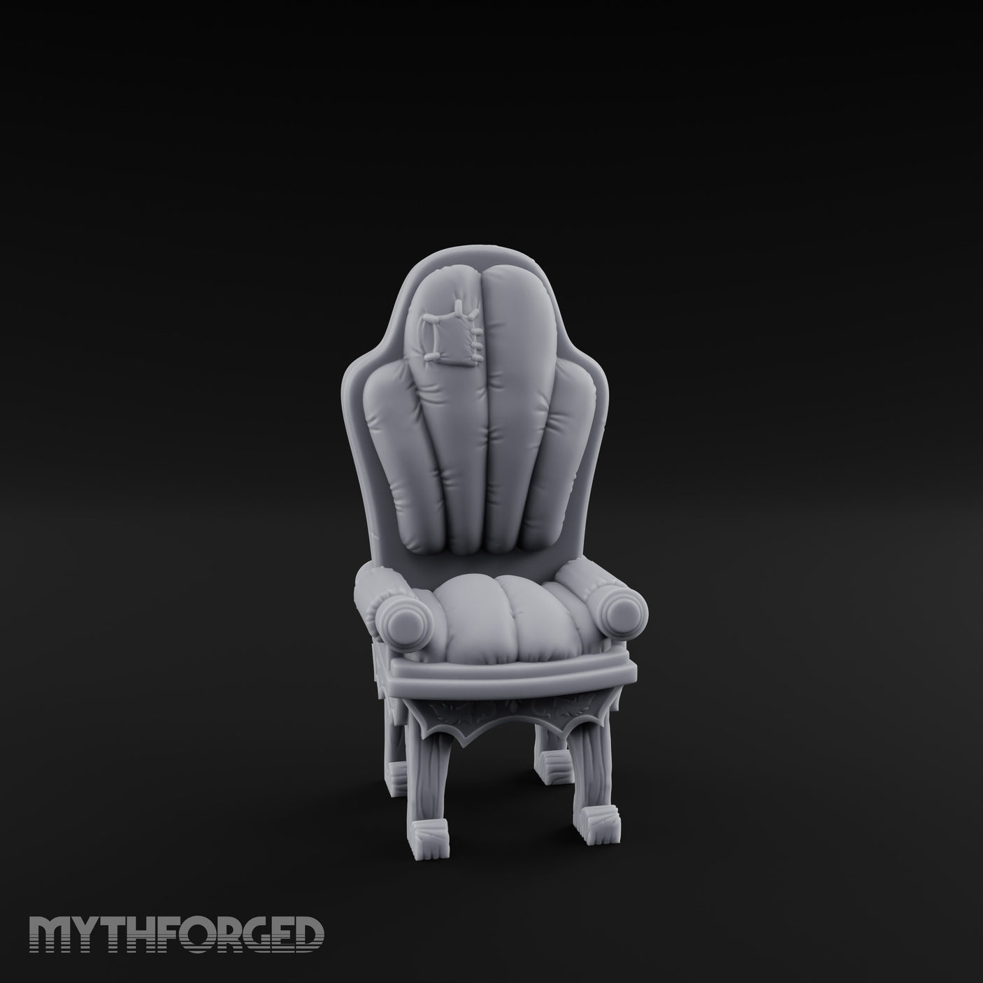 Torn-Cushion Gothic-Legged Noble Armchair Miniature for Dungeons and Dragons, Pathfinder or other TTRPGs