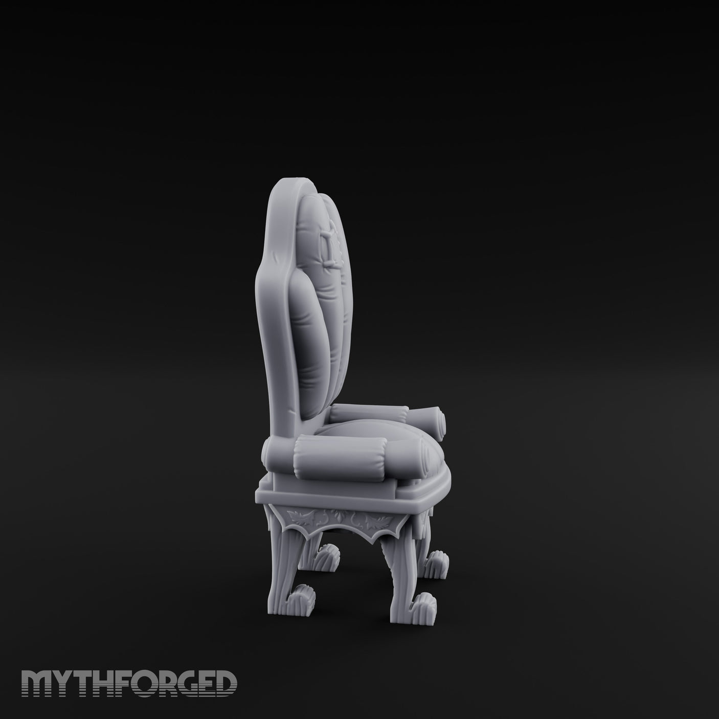Torn-Cushion Gothic-Legged Noble Armchair Miniature for Dungeons and Dragons, Pathfinder or other TTRPGs