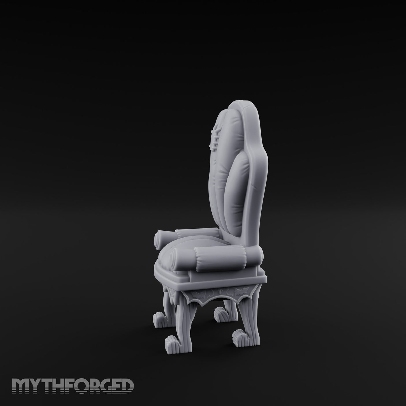 Torn-Cushion Gothic-Legged Noble Armchair Miniature for Dungeons and Dragons, Pathfinder or other TTRPGs
