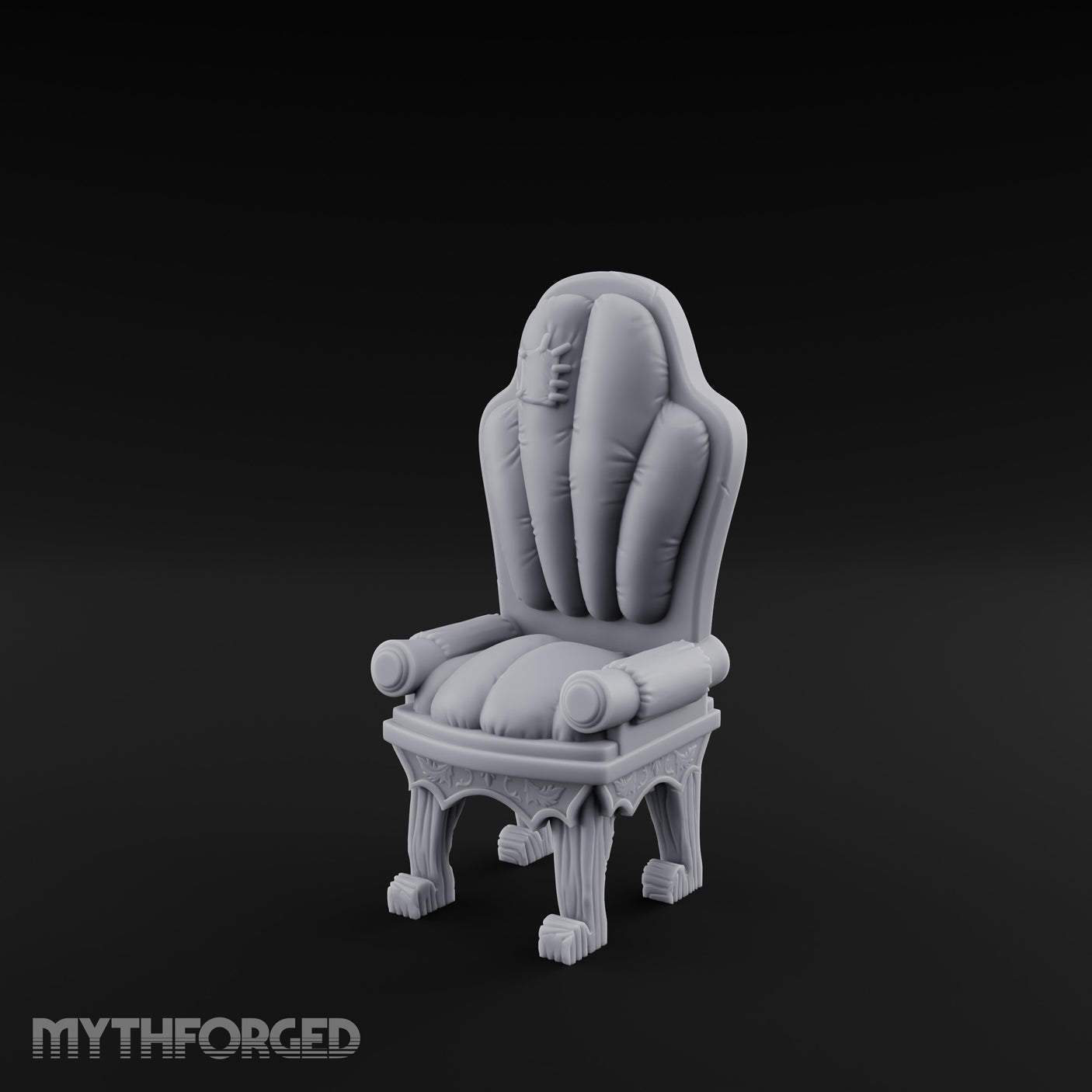 Torn-Cushion Gothic-Legged Noble Armchair Miniature for Dungeons and Dragons, Pathfinder or other TTRPGs