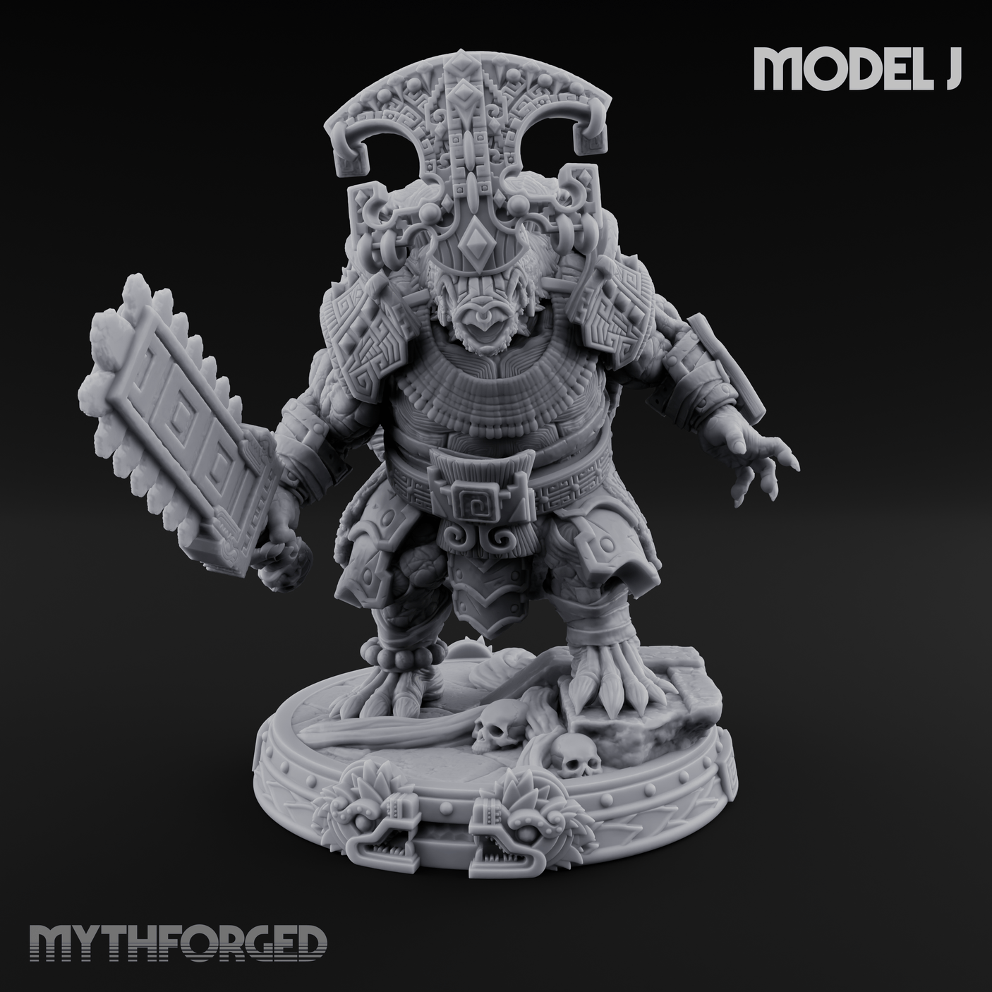 The Skull Shell Tribe J Miniature for Dungeons and Dragons, Pathfinder or other TTRPGs