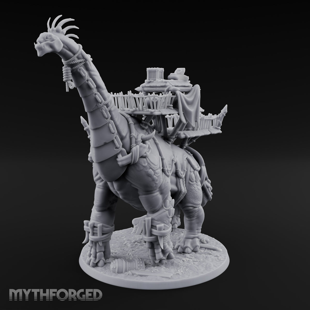 Tower Carrying Dinosaur Bulk Hauler Miniature for Dungeons and Dragons, Pathfinder or other TTRPGs