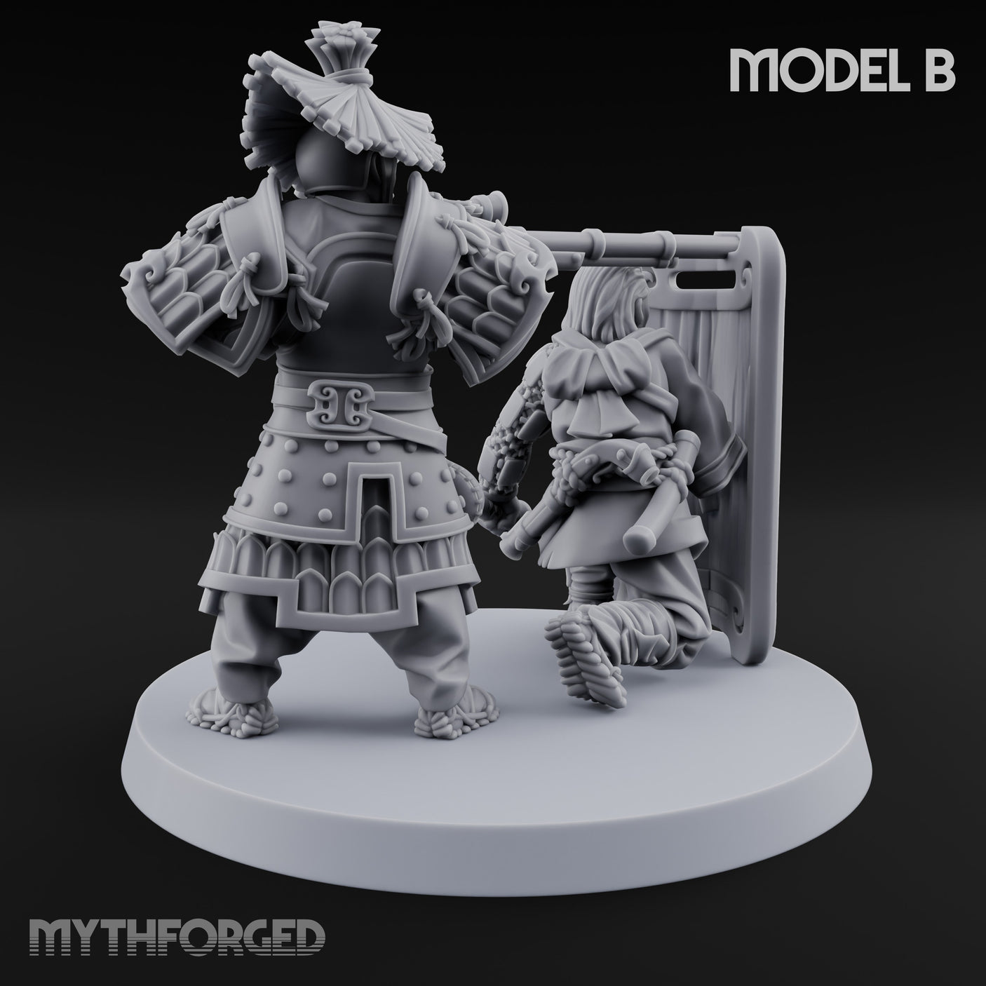 Tower Shield Lugging Ashigaru Shield Bearer B Miniature for Dungeons and Dragons, Pathfinder or other TTRPGs