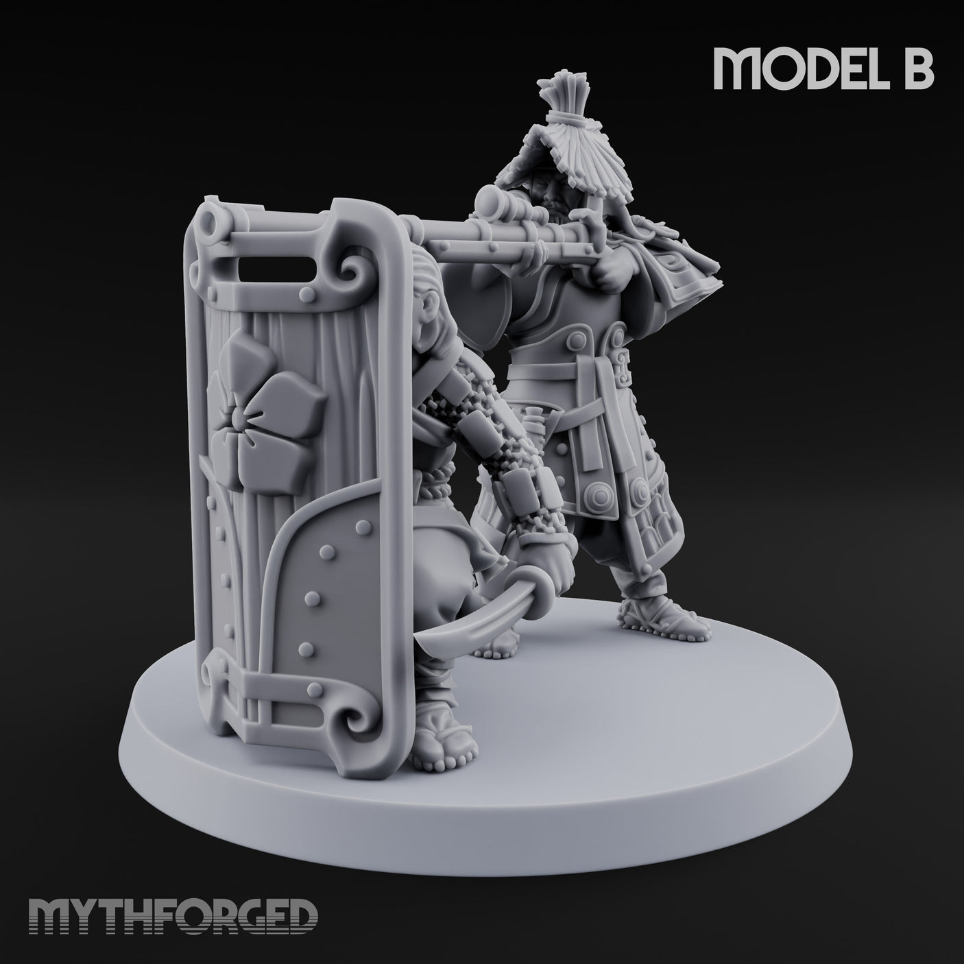 Tower Shield Lugging Ashigaru Shield Bearer B Miniature for Dungeons and Dragons, Pathfinder or other TTRPGs