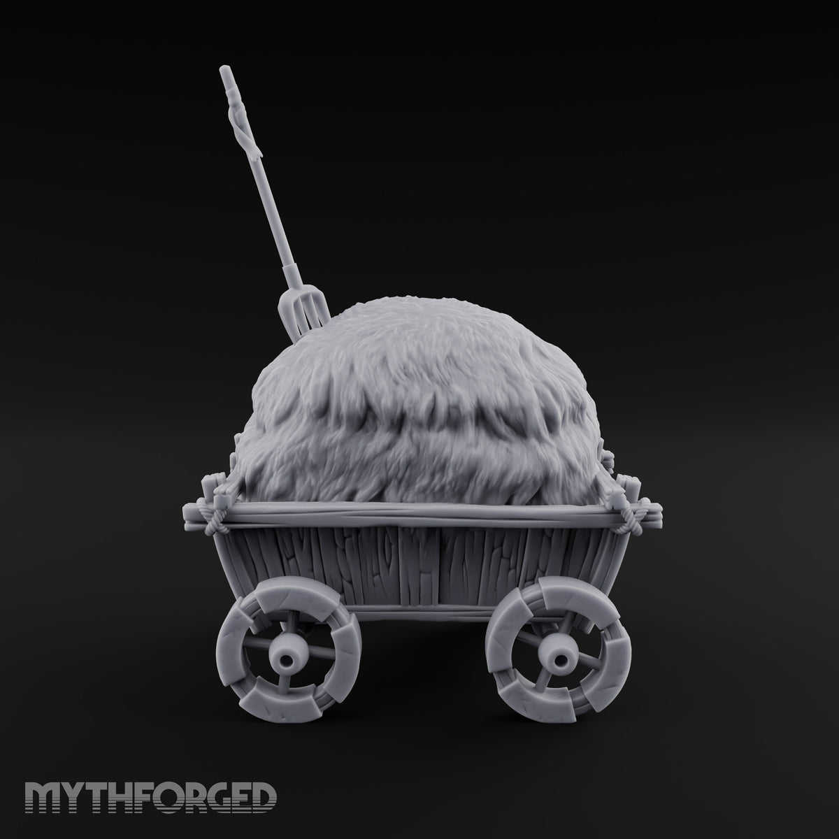 Hay Cart Left Mid-Lane Wooden Town Street Scenery B