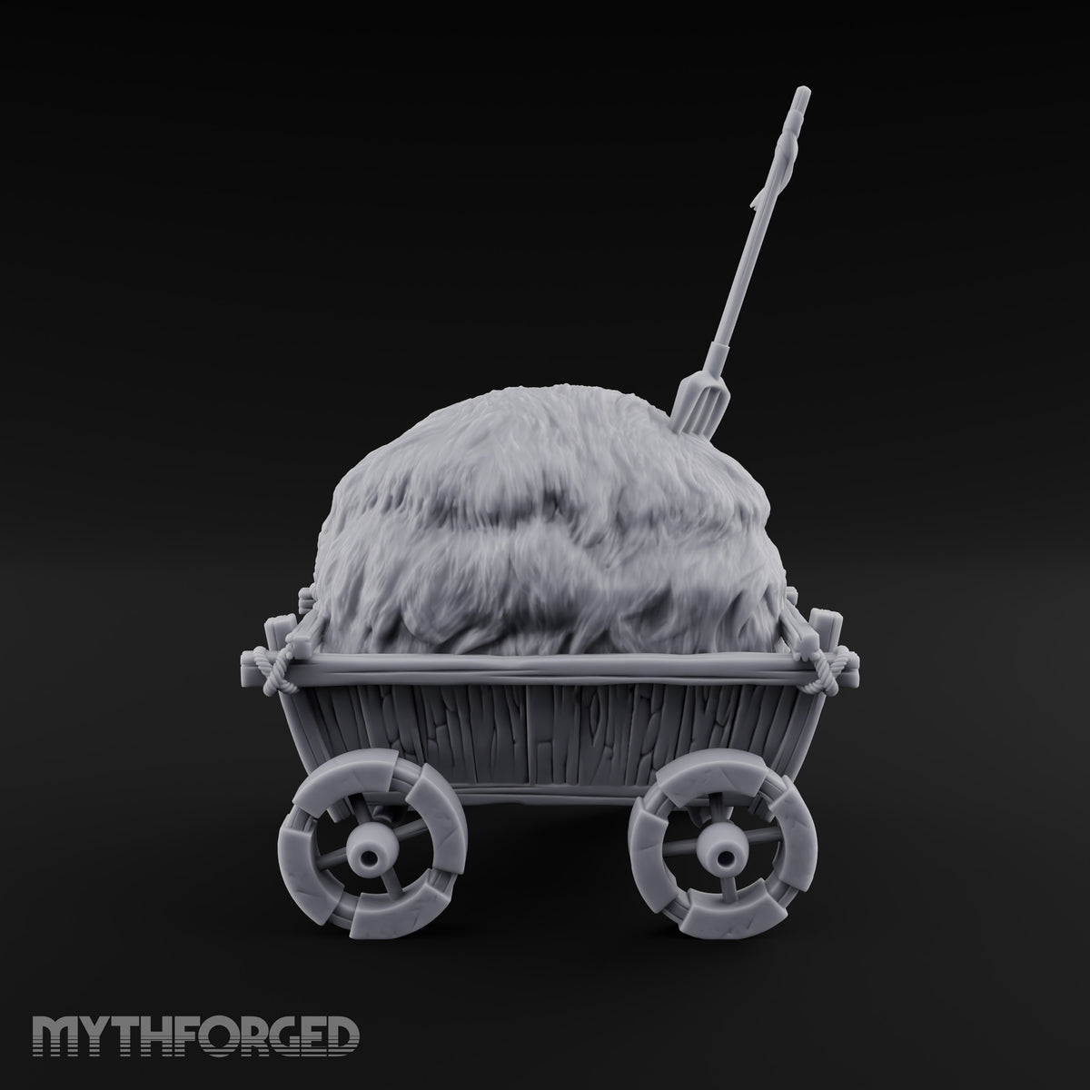 Hay Cart Left Mid-Lane Wooden Town Street Scenery B