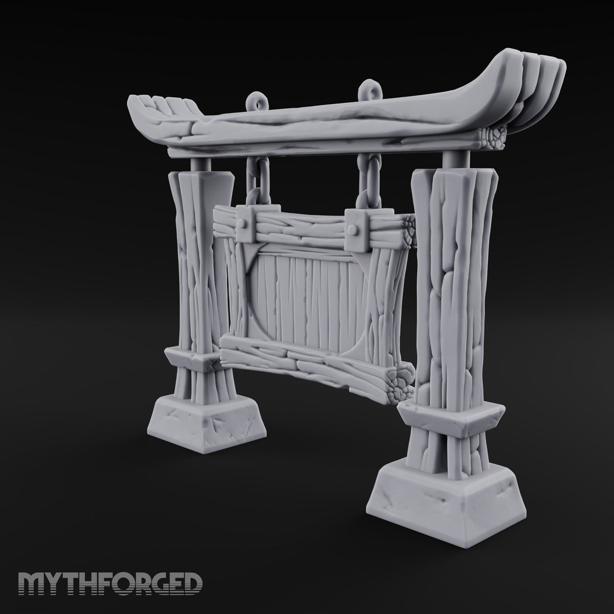 Hay Cart Left Mid-Lane Wooden Town Street Scenery D