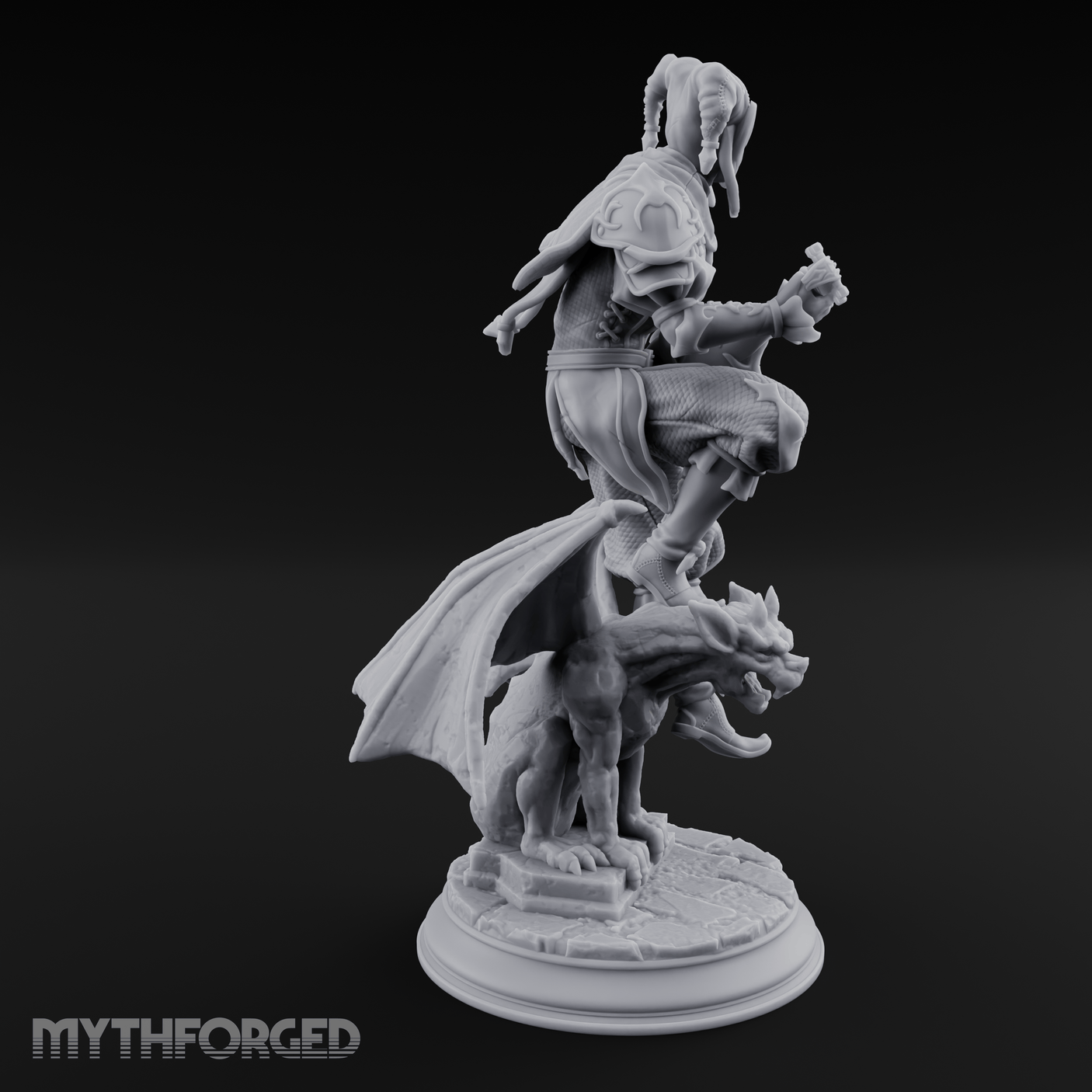Strumming Astride Gargolye Bard Miniature for Dungeons and Dragons, Pathfinder or other TTRPGs