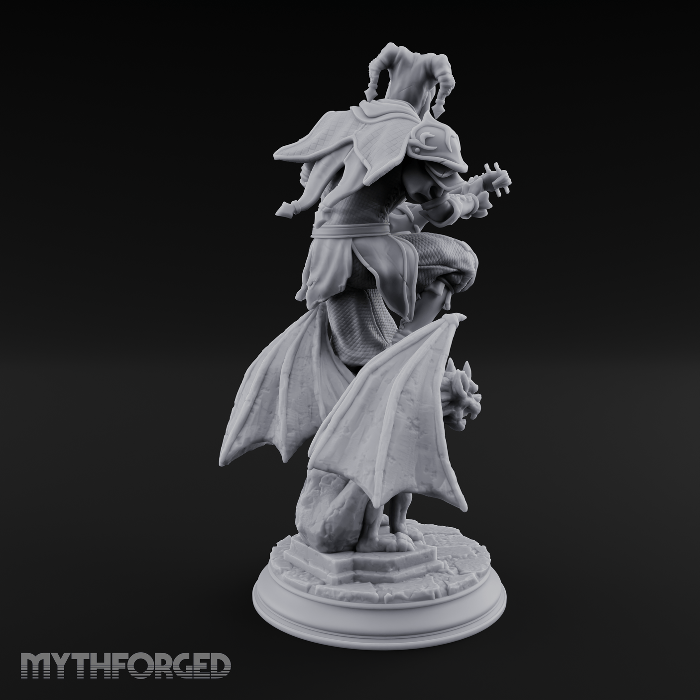 Strumming Astride Gargolye Bard Miniature for Dungeons and Dragons, Pathfinder or other TTRPGs