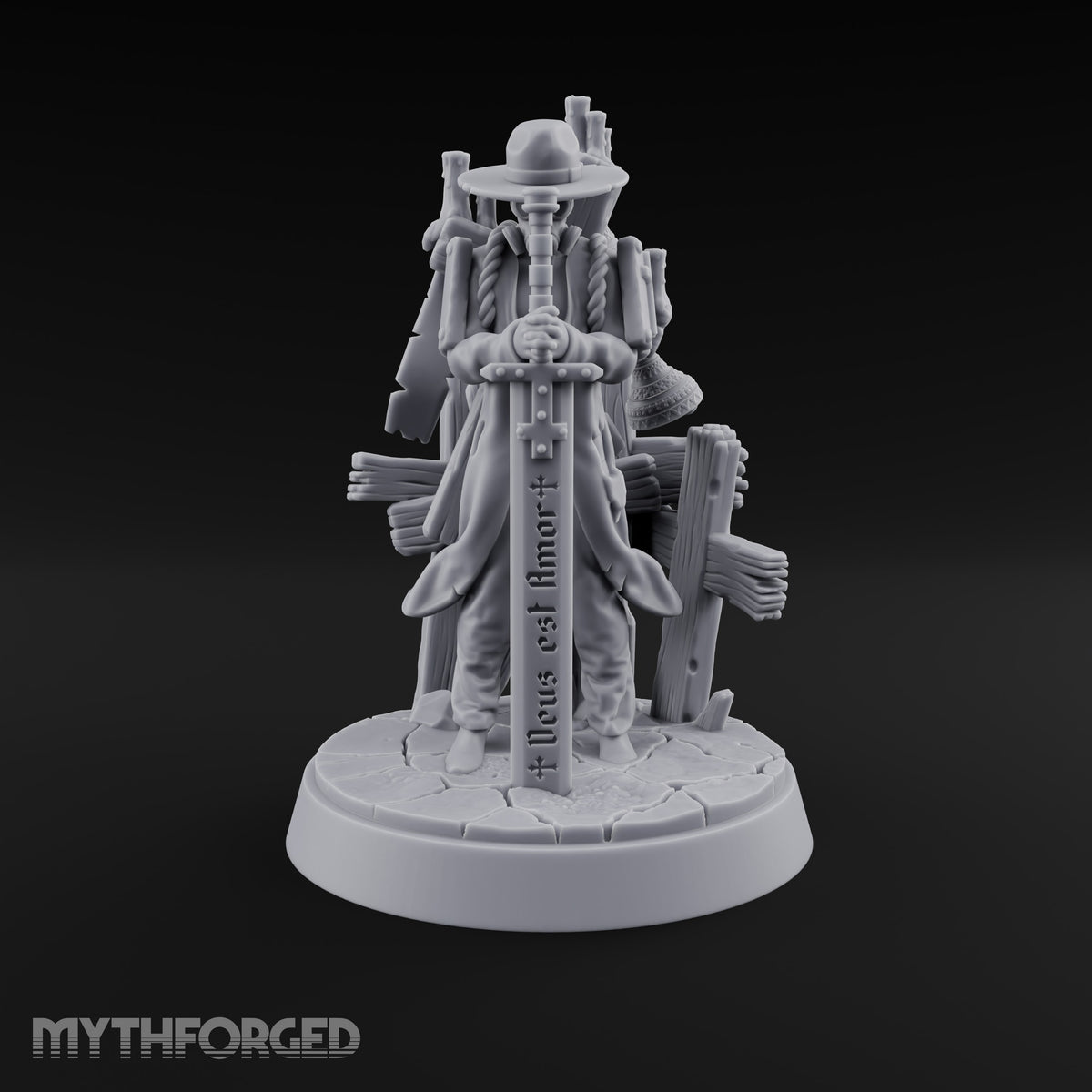Sword as Sermon Human Trench Preacher Miniature for Dungeons and Dragons, Pathfinder or other TTRPGs