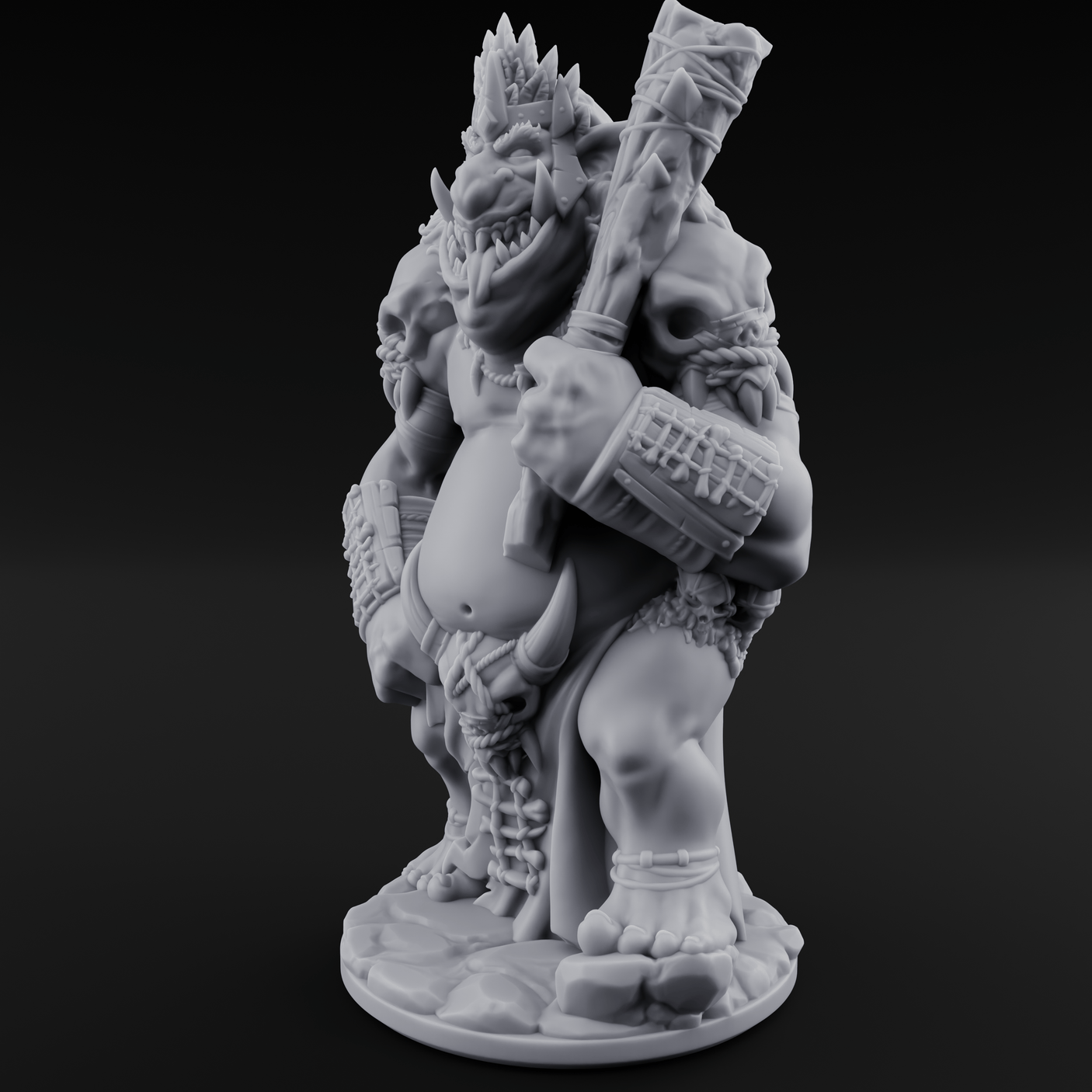 Belly Out Bossing Troll Tribe Chief Miniature for Dungeons and Dragons, Pathfinder or other TTRPGs