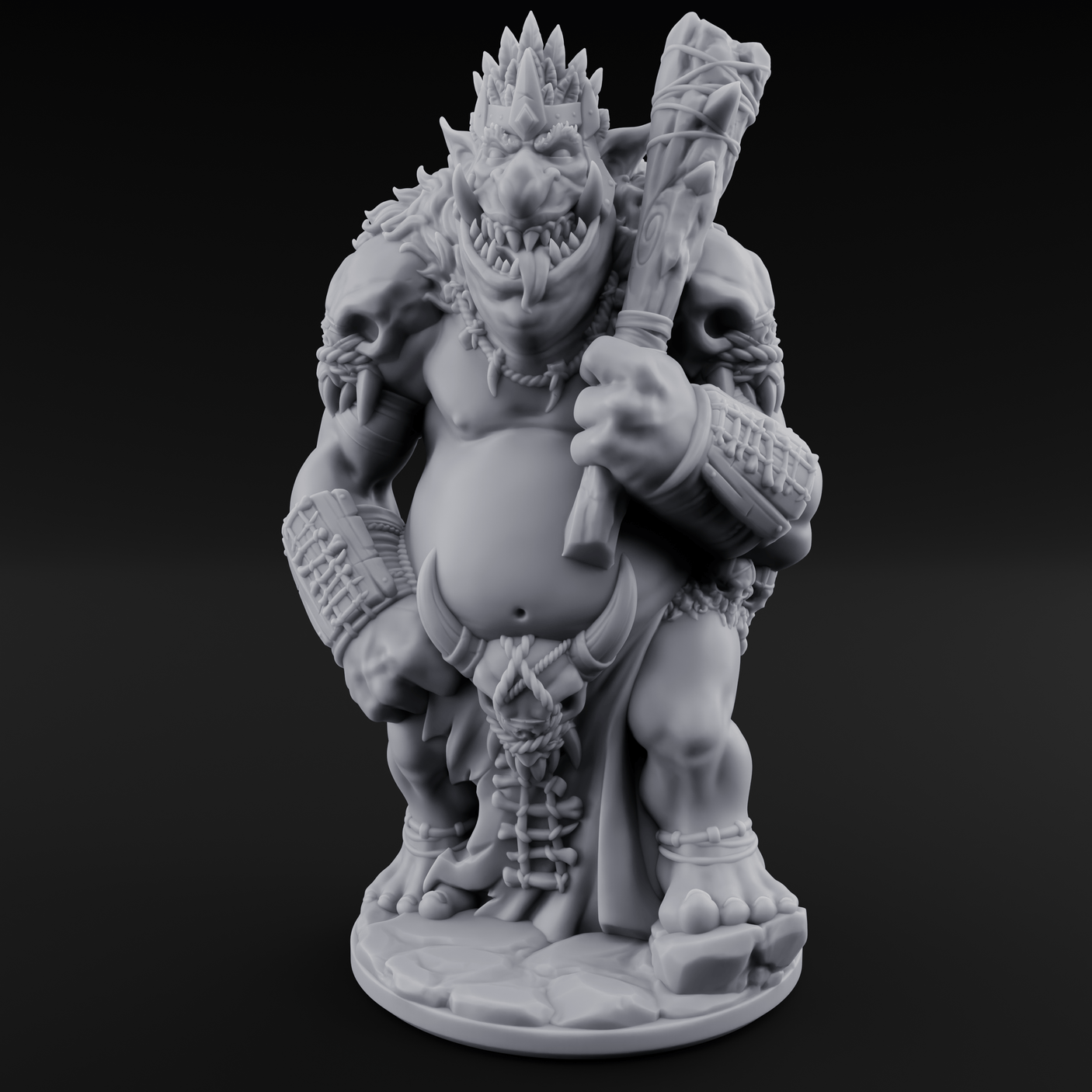 Belly Out Bossing Troll Tribe Chief Miniature for Dungeons and Dragons, Pathfinder or other TTRPGs