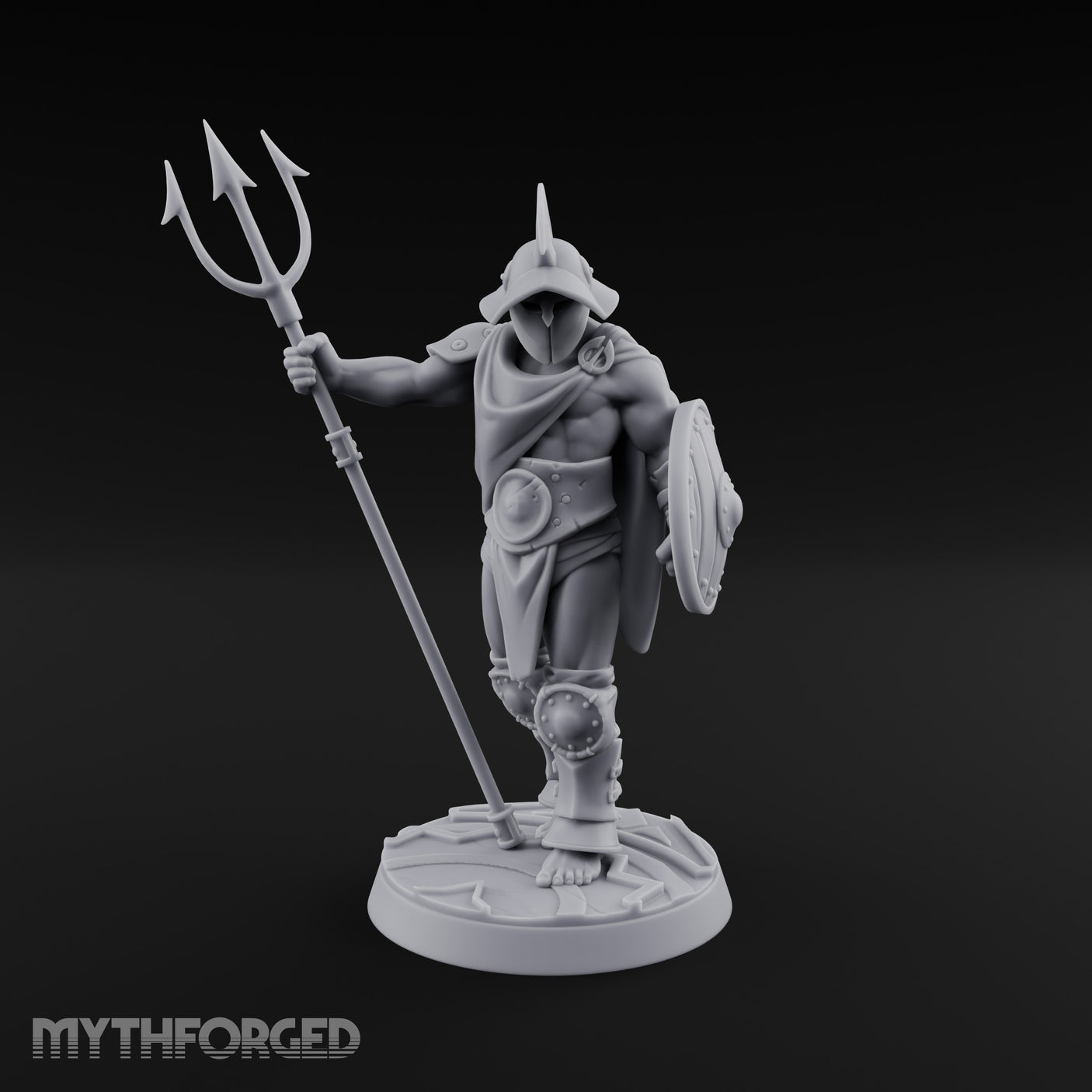 Trident Shield Clashing Human Gladiator Model A Miniature for Dungeons and Dragons, Pathfinder or other TTRPGs
