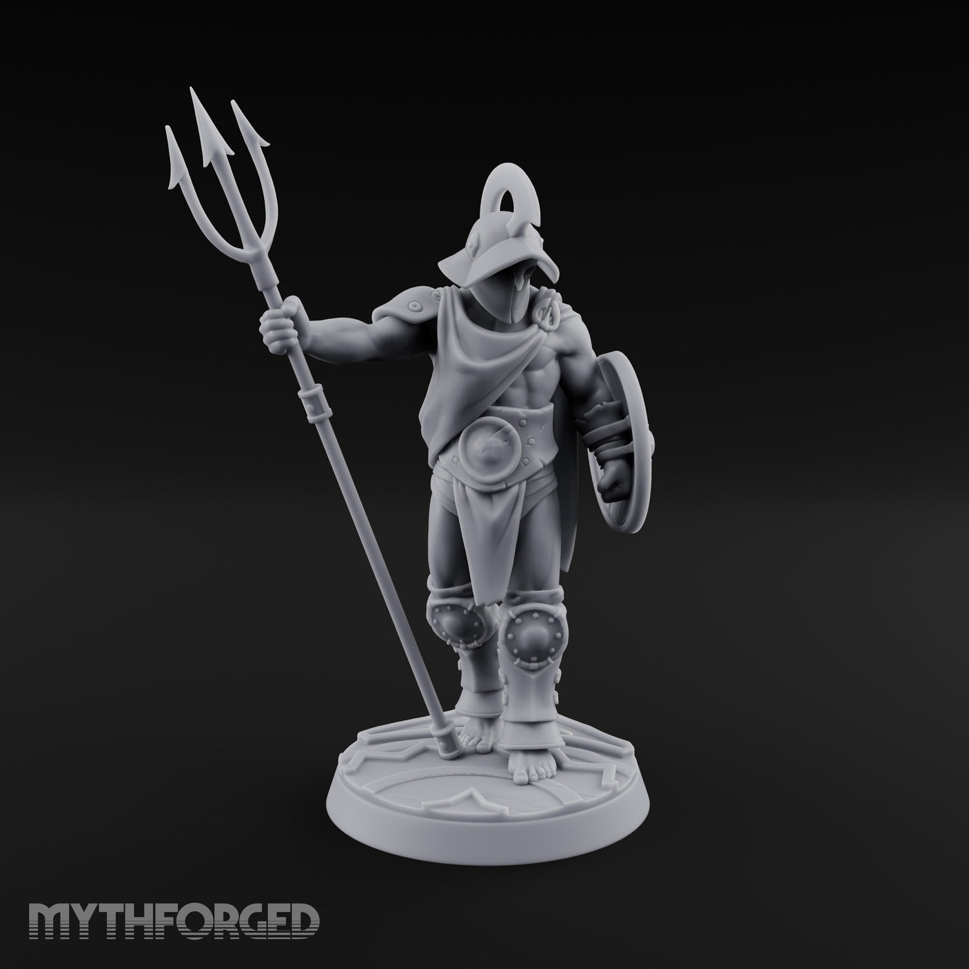 Trident Shield Clashing Human Gladiator Model A Miniature for Dungeons and Dragons, Pathfinder or other TTRPGs