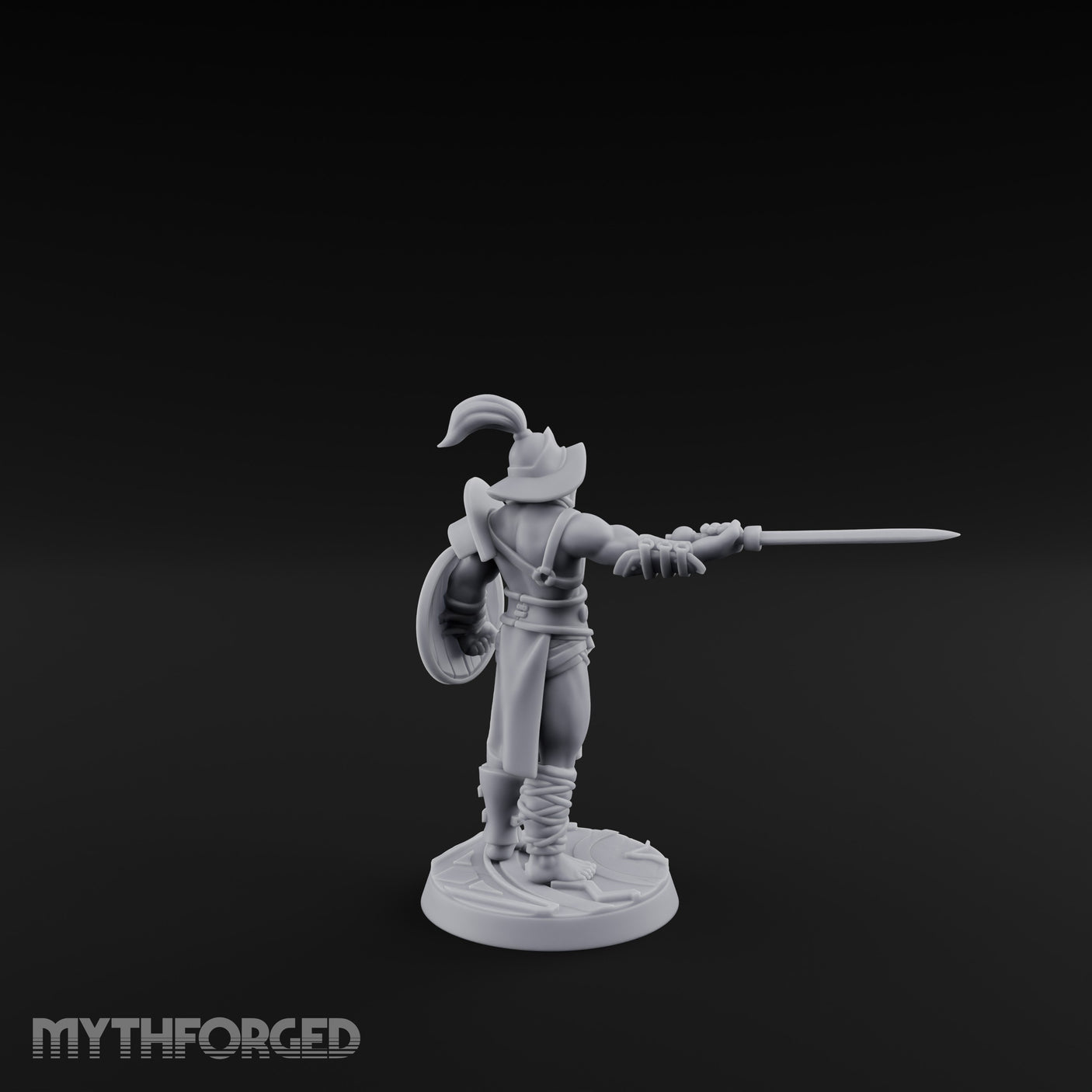 Trident Shield Clashing Human Gladiator Model B Miniature for Dungeons and Dragons, Pathfinder or other TTRPGs