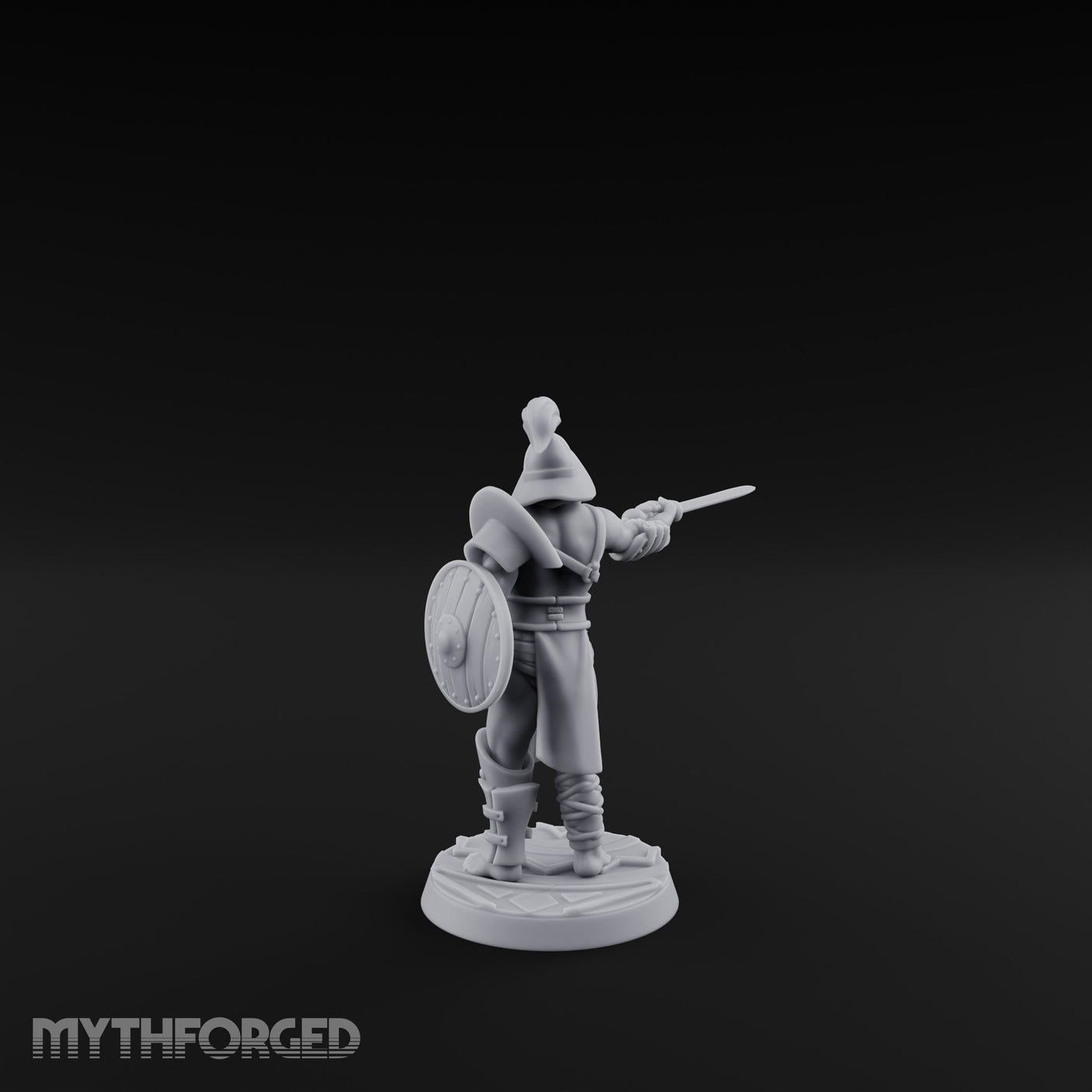 Trident Shield Clashing Human Gladiator Model B Miniature for Dungeons and Dragons, Pathfinder or other TTRPGs
