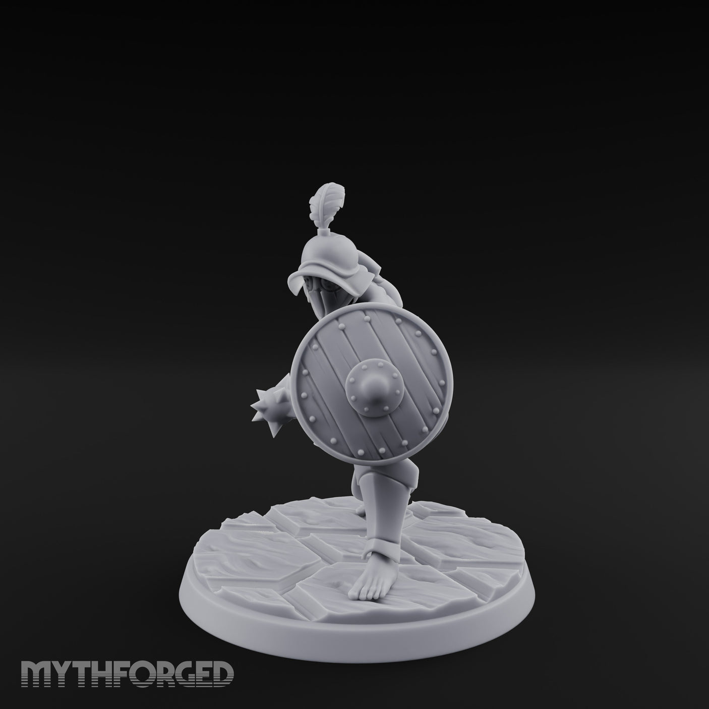 Trident Shield Clashing Human Gladiator Model C Miniature for Dungeons and Dragons, Pathfinder or other TTRPGs
