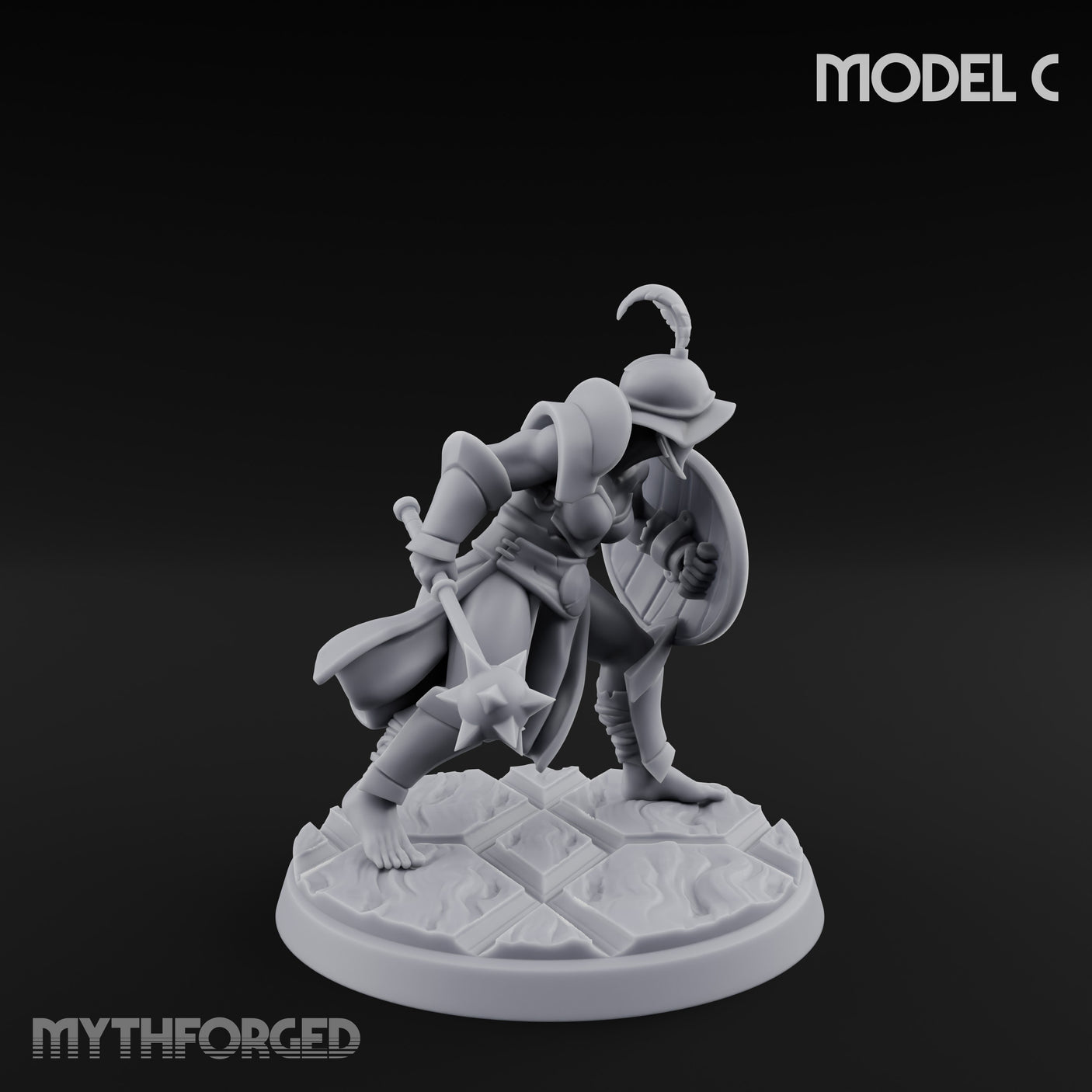Trident Shield Clashing Human Gladiators Miniature for Dungeons and Dragons, Pathfinder or other TTRPGs