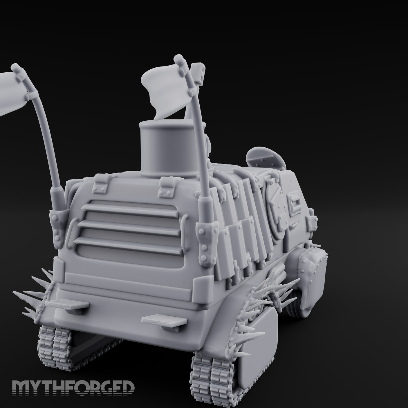 Turret-Mounted Spike-Rammed Wasteland Battle Truck Miniature for Dungeons and Dragons, Pathfinder or other TTRPGs