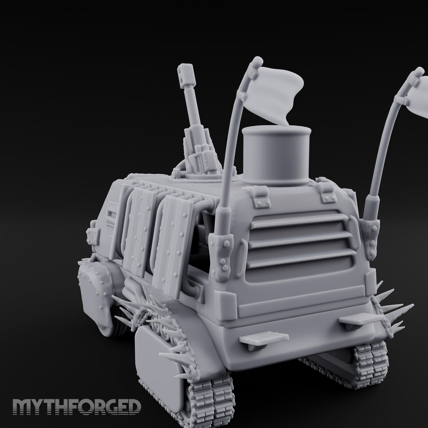 Turret-Mounted Spike-Rammed Wasteland Battle Truck Miniature for Dungeons and Dragons, Pathfinder or other TTRPGs