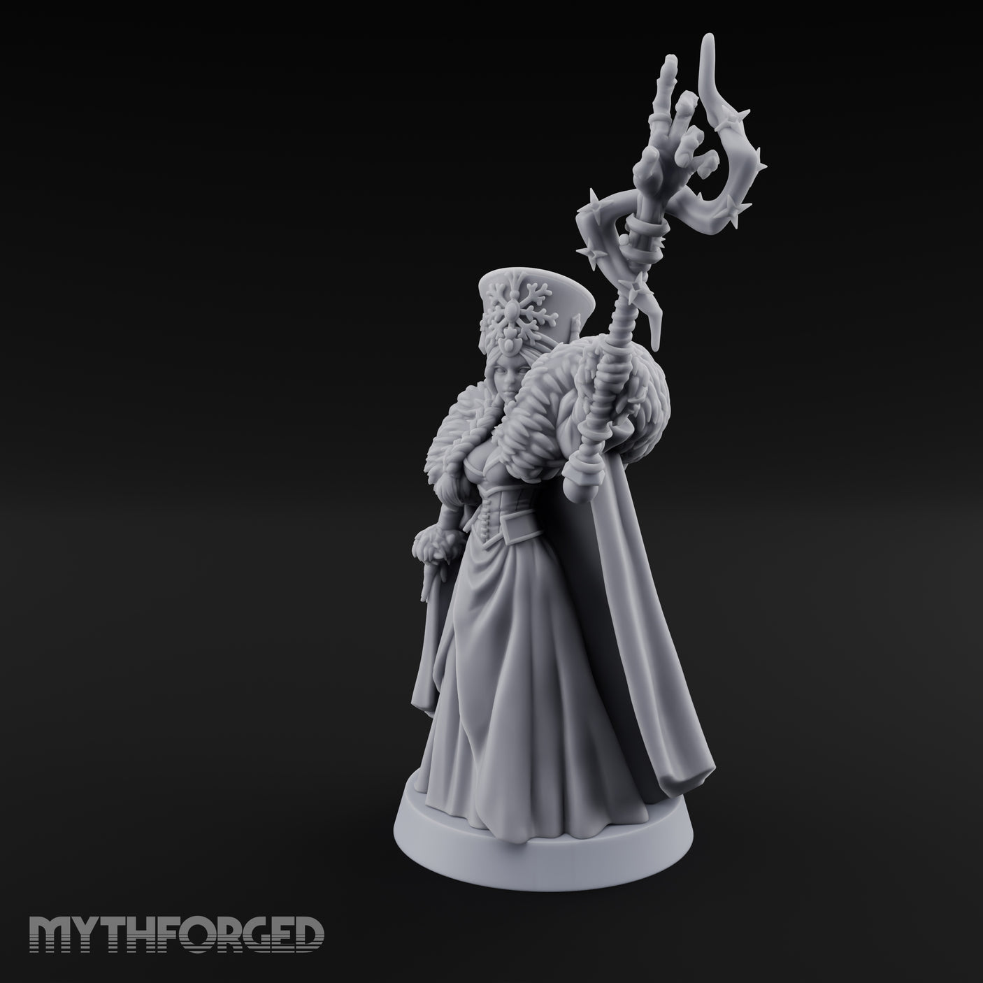Frost Conjuring Winter Tsarina Miniature for Dungeons and Dragons, Pathfinder or other TTRPGs