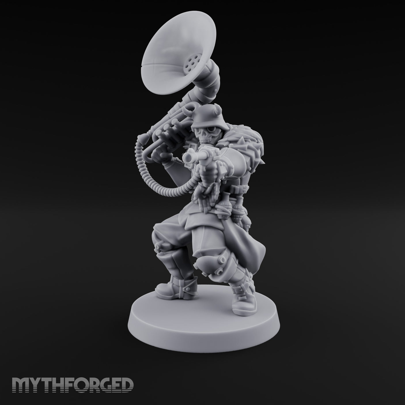 Tuba Blasting Crouching Skeleton Trooper Musician