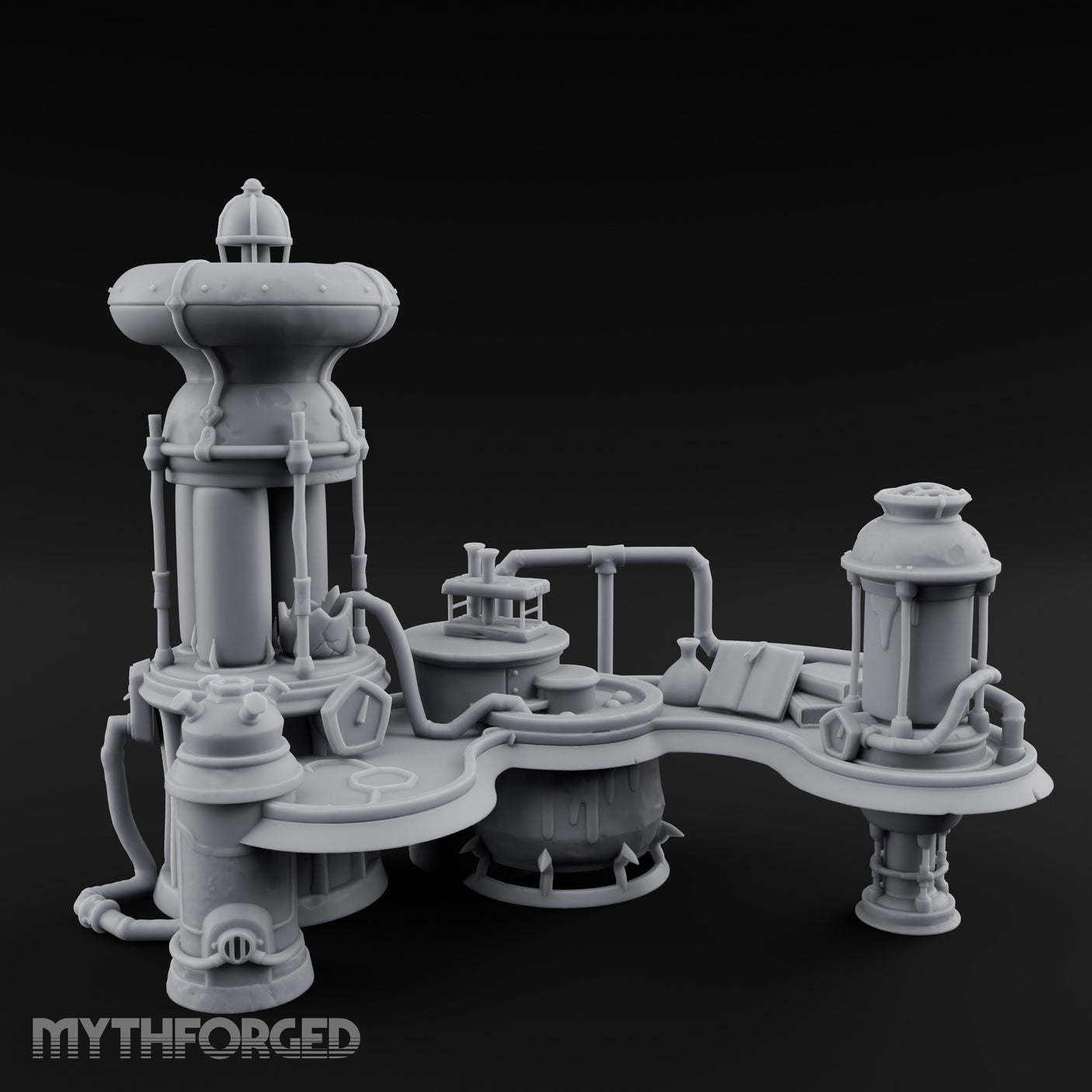 Tube-Connected Pressure-Domed Alchemist Workshop Console Miniature for Dungeons and Dragons, Pathfinder or other TTRPGs