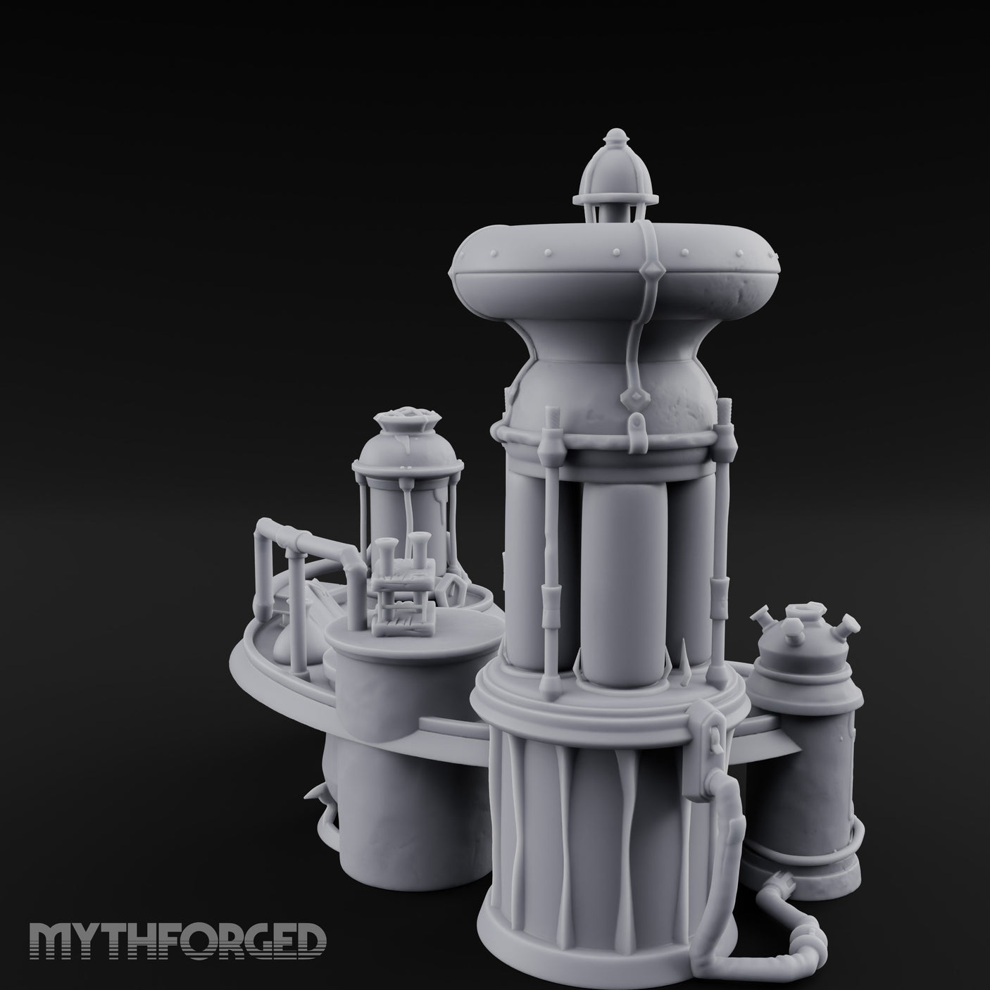 Tube-Connected Pressure-Domed Alchemist Workshop Console Miniature for Dungeons and Dragons, Pathfinder or other TTRPGs