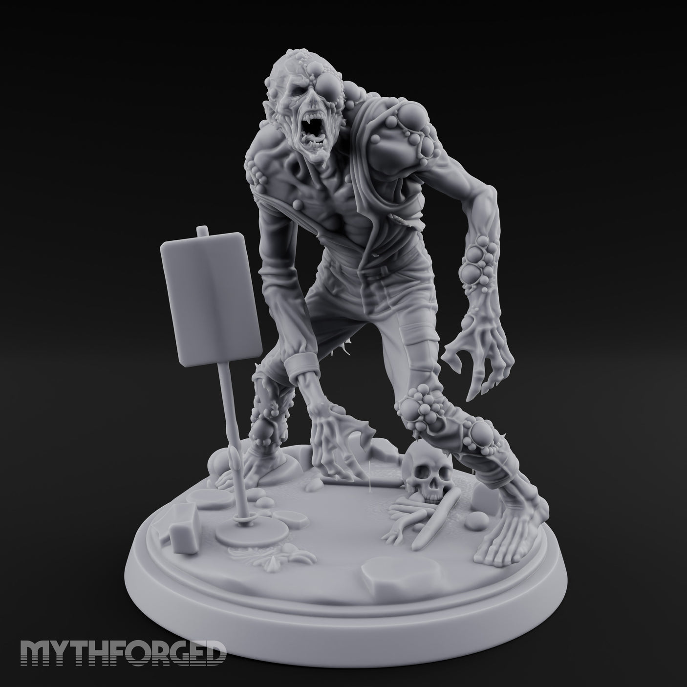 Tumour Covered Lurching Zombie Mutant Miniature for Dungeons and Dragons, Pathfinder or other TTRPGs