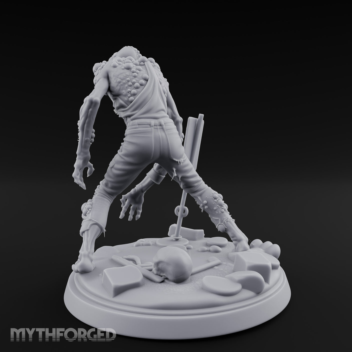 Tumour Covered Lurching Zombie Mutant Miniature for Dungeons and Dragons, Pathfinder or other TTRPGs