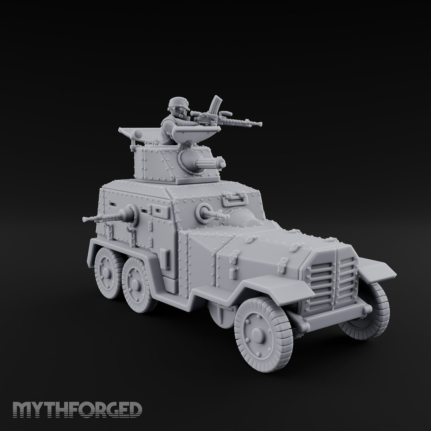 Turret Gunning Armoured Scout Car Miniature for Dungeons and Dragons, Pathfinder or other TTRPGs