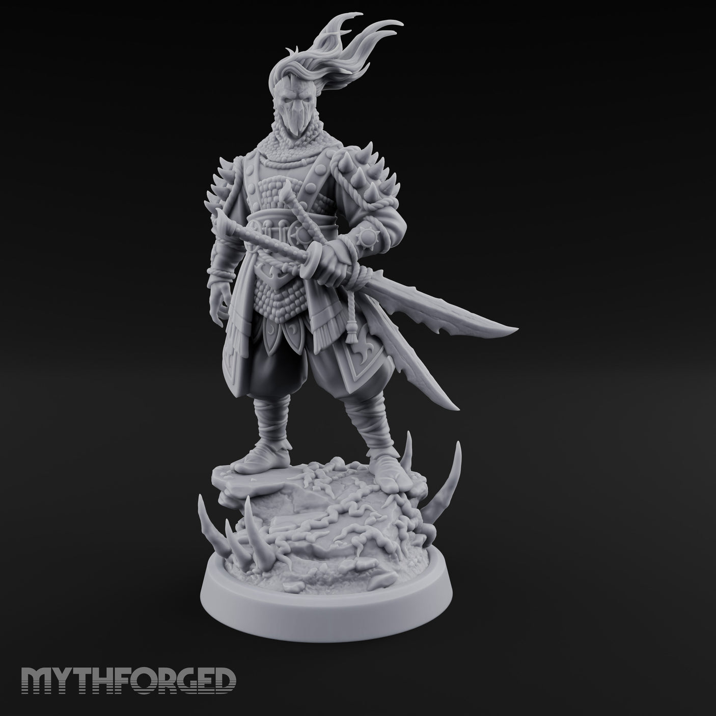 Twin Blade Readying Masked Elf Warrior