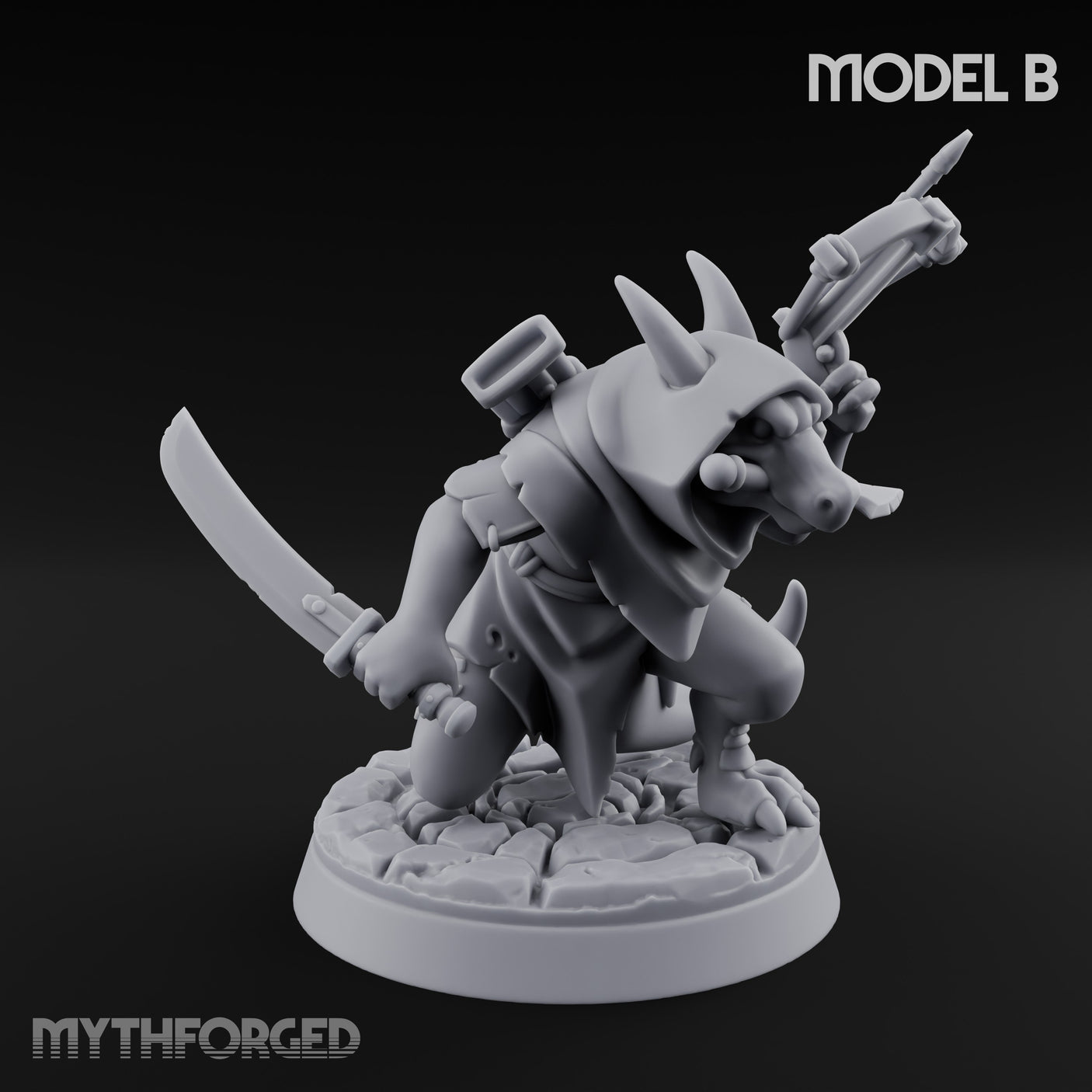 Twin Blade Slashing Kobold Assassin B Miniature for Dungeons and Dragons, Pathfinder or other TTRPGs