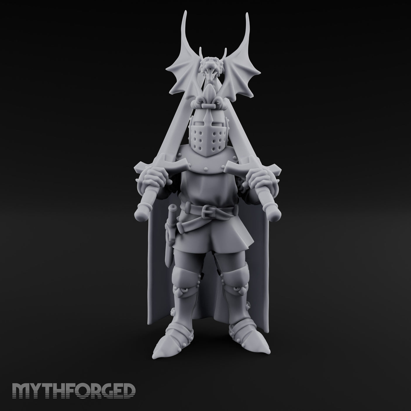Twin Blades Crossed Human Knight Miniature for Dungeons and Dragons, Pathfinder or other TTRPGs