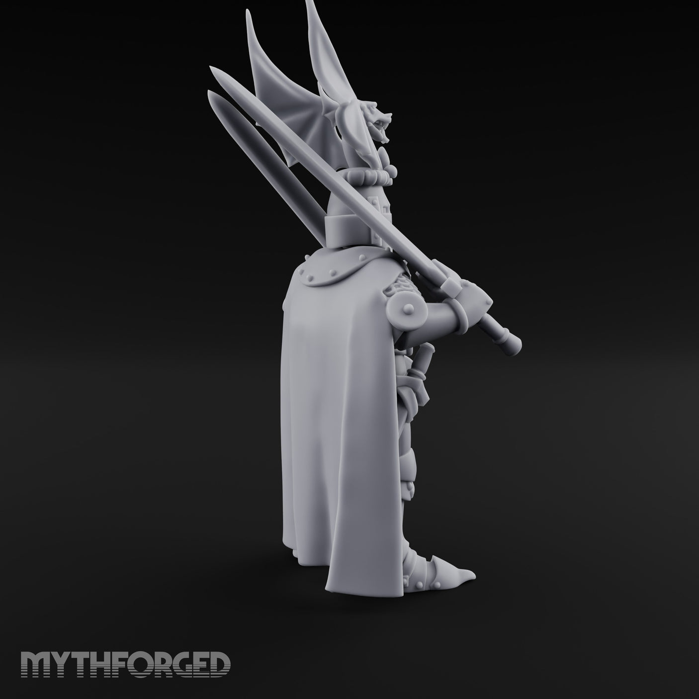 Twin Blades Crossed Human Knight Miniature for Dungeons and Dragons, Pathfinder or other TTRPGs