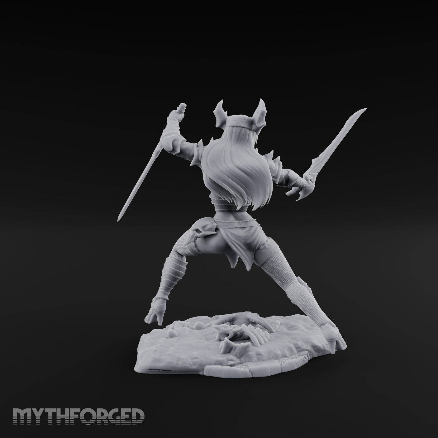 Twin Blades Crossing Human Warrior Miniature for Dungeons and Dragons, Pathfinder or other TTRPGs