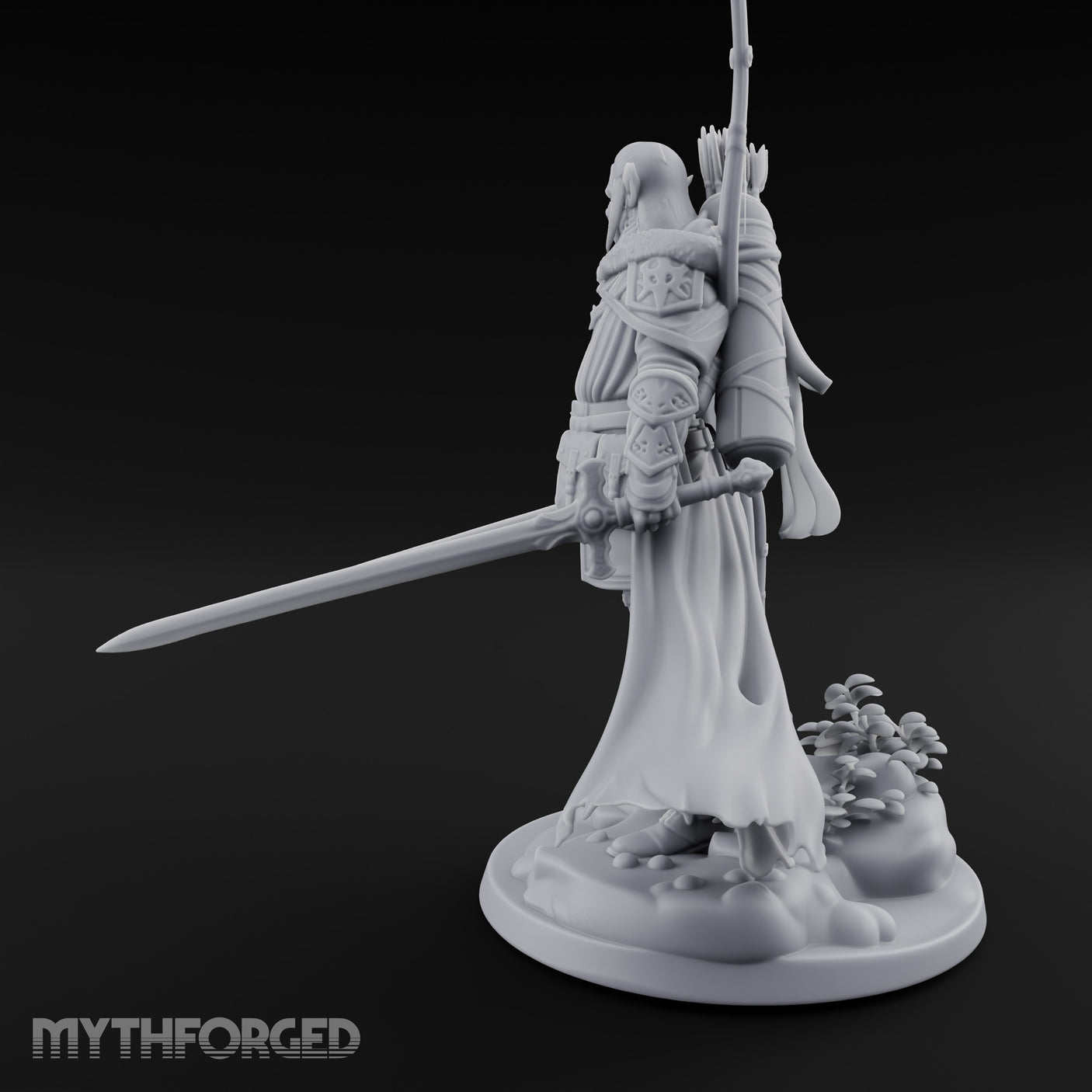 Twin Blades Lowered Elf Ranger Miniature for Dungeons and Dragons, Pathfinder or other TTRPGs