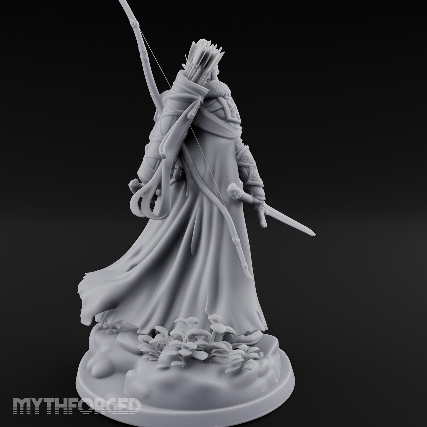 Twin Blades Lowered Elf Ranger Miniature for Dungeons and Dragons, Pathfinder or other TTRPGs