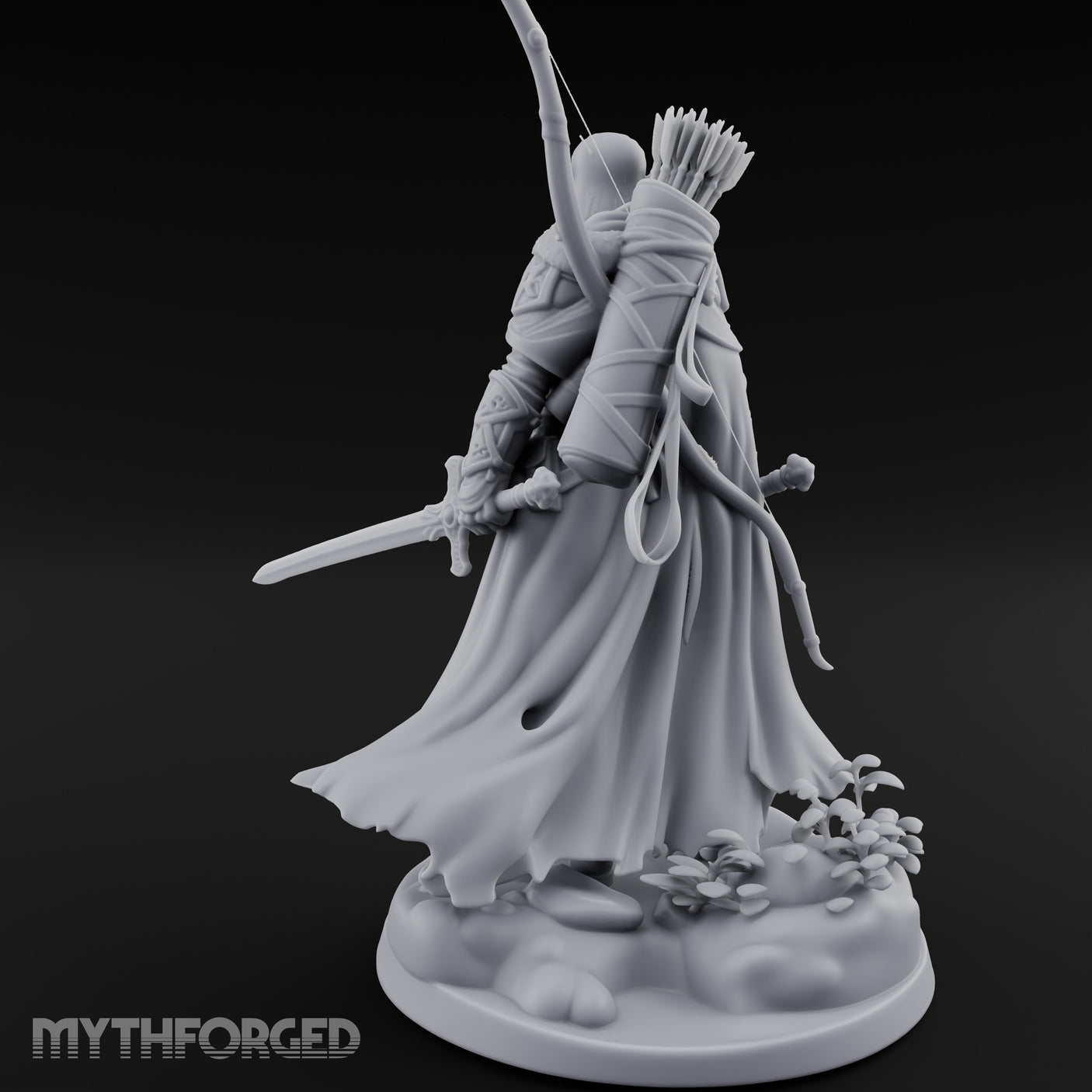 Twin Blades Lowered Elf Ranger Miniature for Dungeons and Dragons, Pathfinder or other TTRPGs