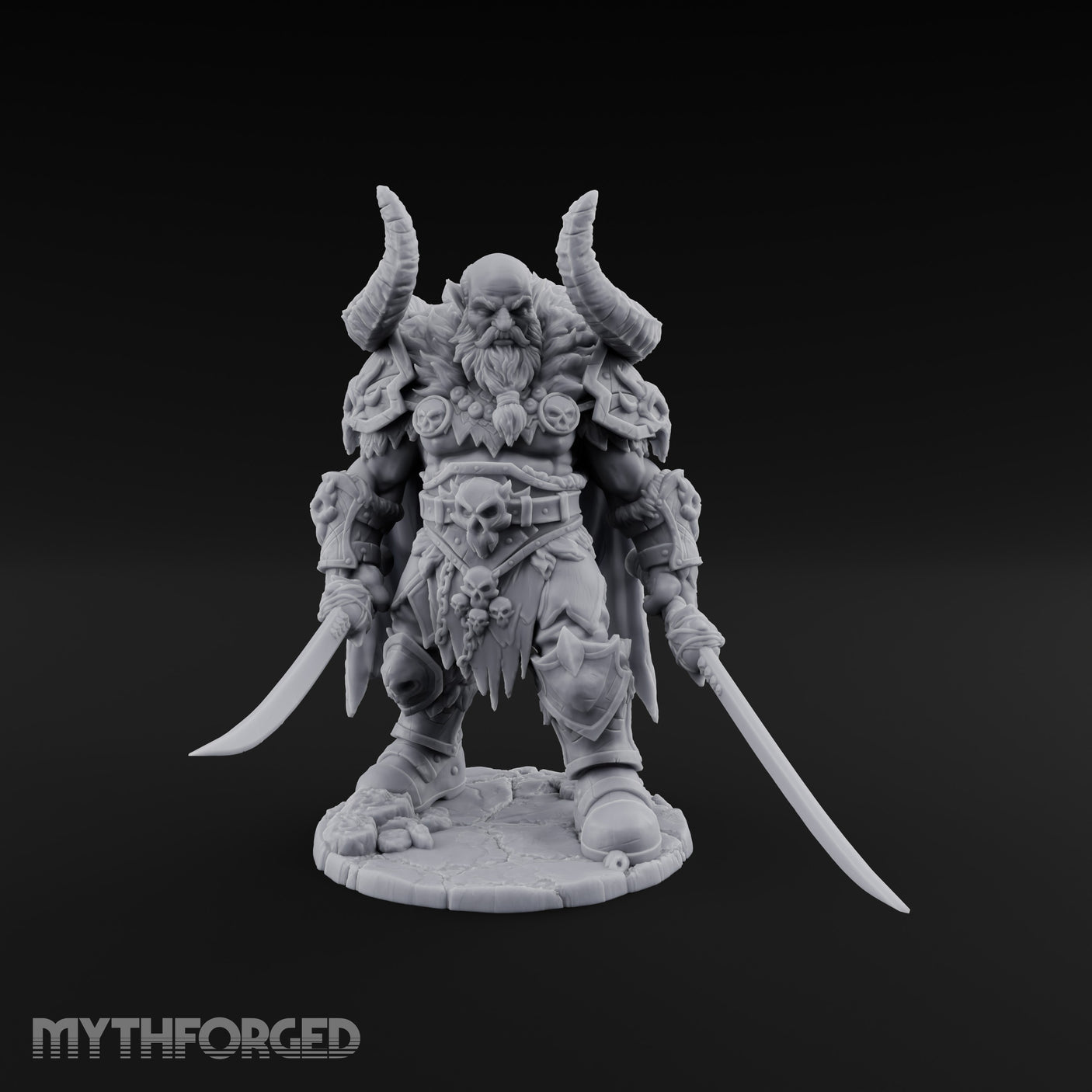 Twin Blades Lowered Striding Human Warlord Miniature for Dungeons and Dragons, Pathfinder or other TTRPGs
