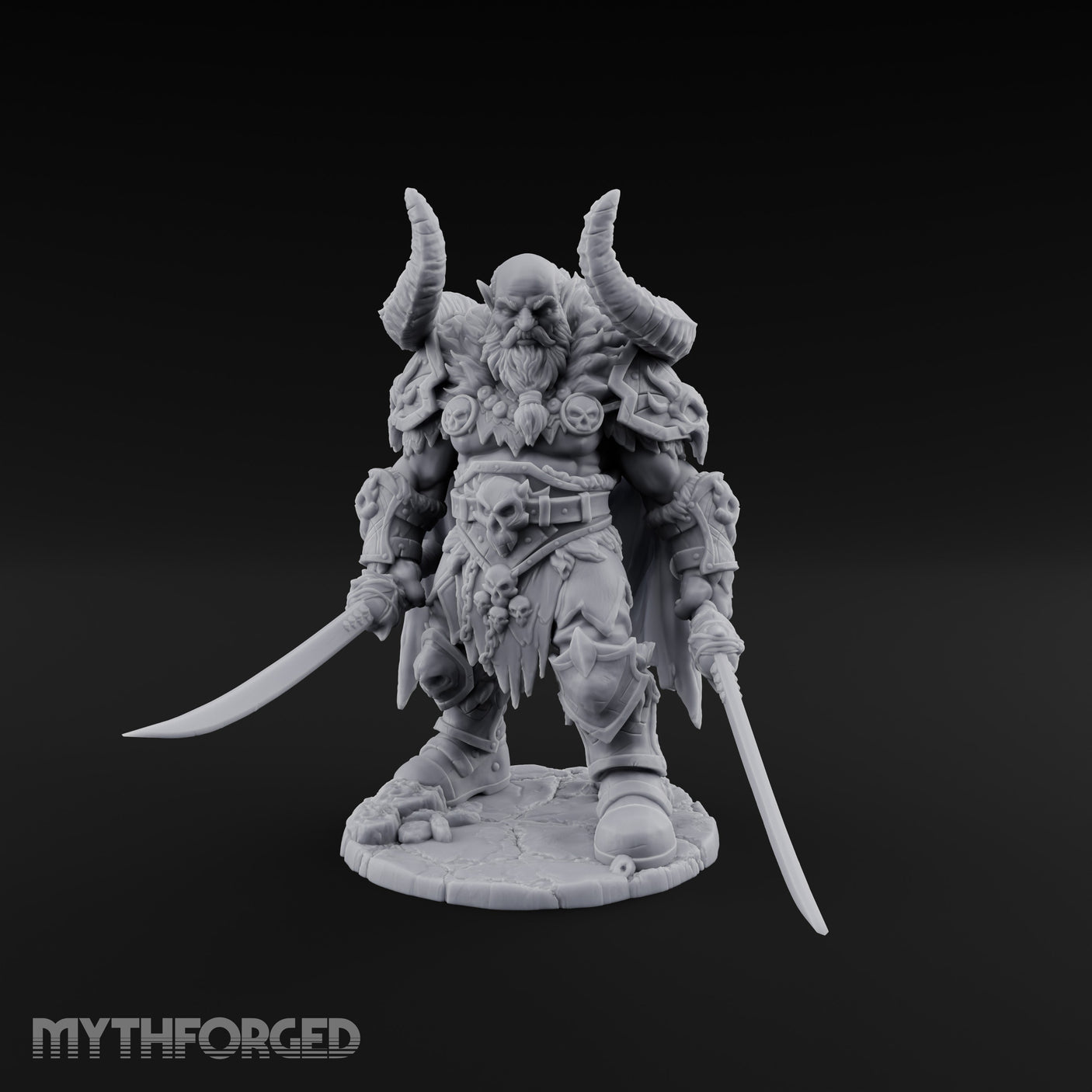 Twin Blades Lowered Striding Human Warlord Miniature for Dungeons and Dragons, Pathfinder or other TTRPGs