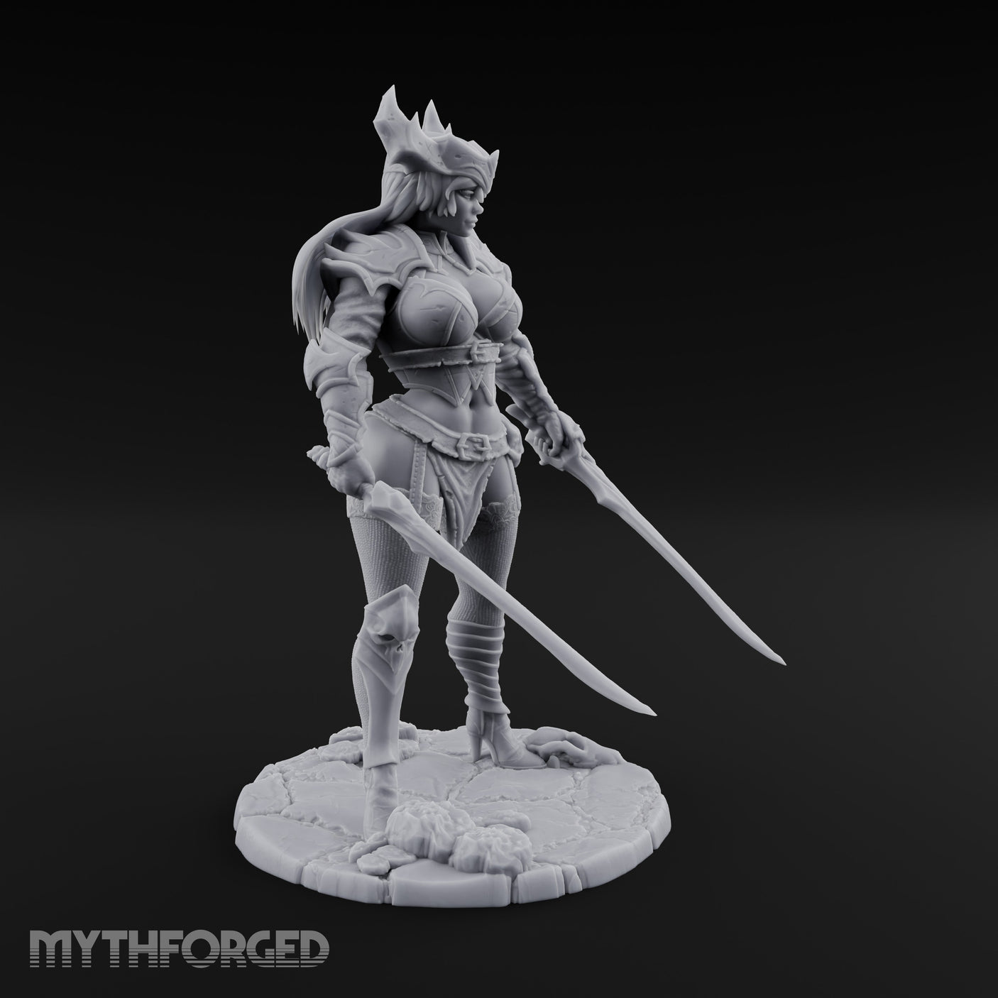 Twin Blades Ready Human Warrior Miniature for Dungeons and Dragons, Pathfinder or other TTRPGs