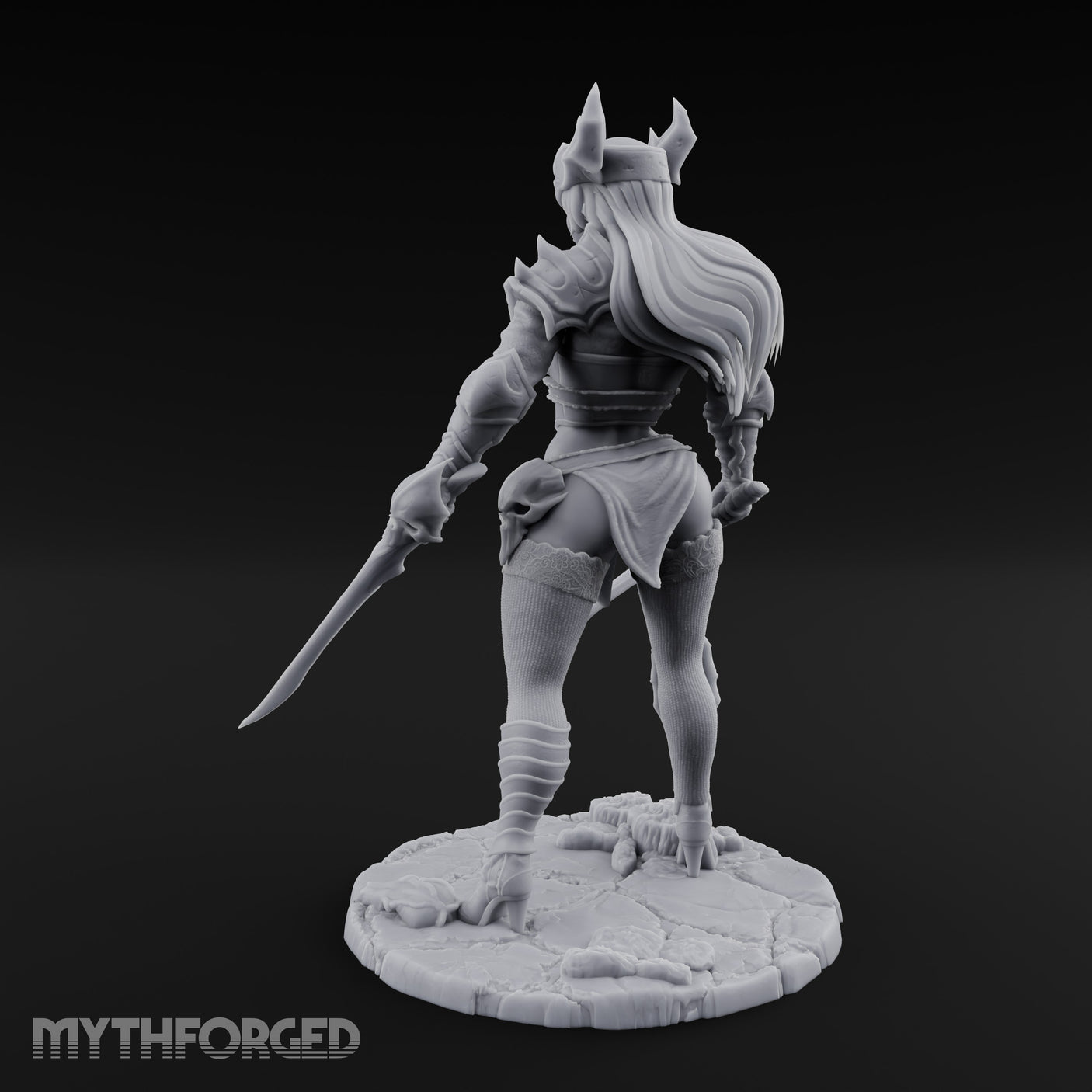 Twin Blades Ready Human Warrior Miniature for Dungeons and Dragons, Pathfinder or other TTRPGs