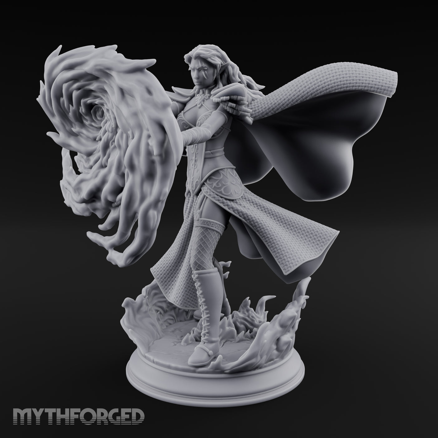 Whirlwind Conjuring Human Witch Miniature for Dungeons and Dragons, Pathfinder or other TTRPGs