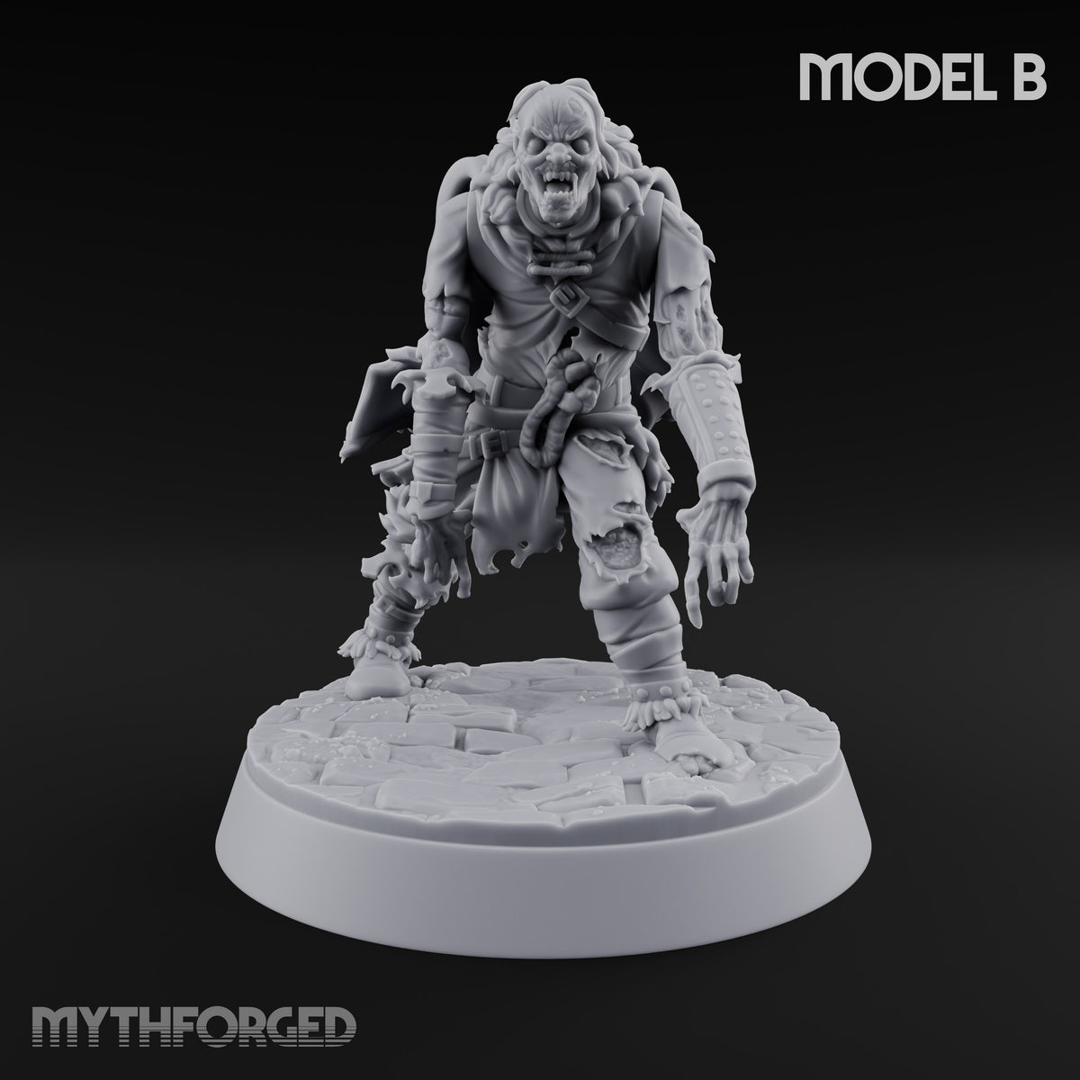 Dead Set Against Rest Zombie Warband with Necromancer — B · Shield + Bare Hands (Lowered) + Bare Hands (Raised) · Mounted