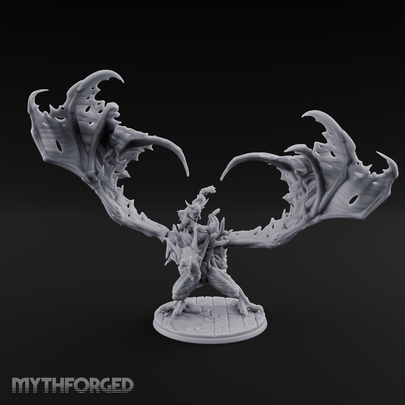 Wings Spread Wide Ghoul Bat Rider Miniature for Dungeons and Dragons, Pathfinder or other TTRPGs