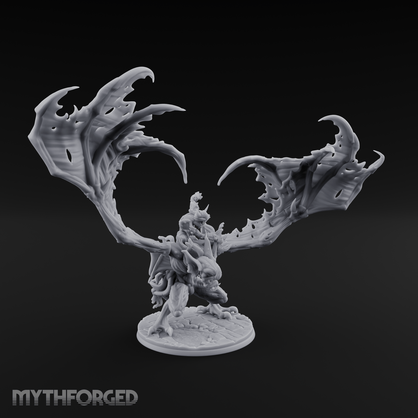 Wings Spread Wide Ghoul Bat Rider Miniature for Dungeons and Dragons, Pathfinder or other TTRPGs