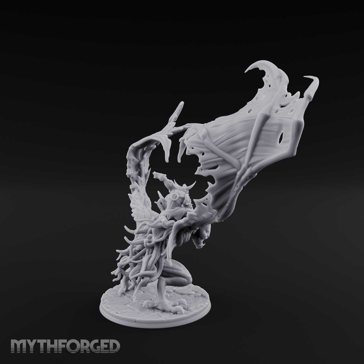 Wings Spread Wide Ghoul Bat Rider Miniature for Dungeons and Dragons, Pathfinder or other TTRPGs