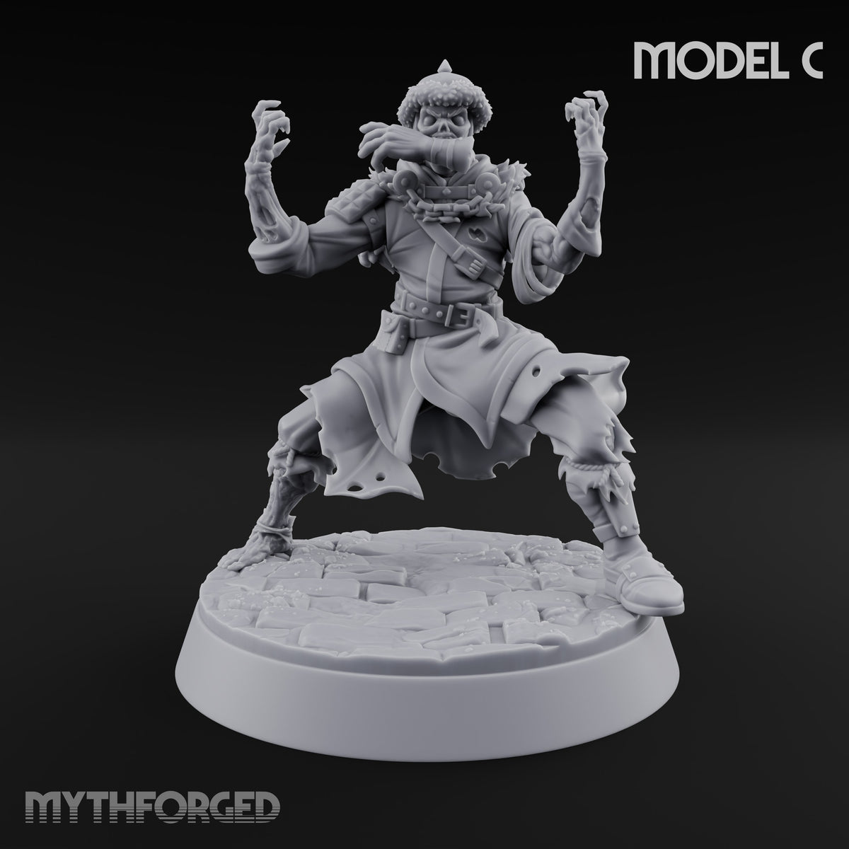 Dead Set Against Rest Zombie Warband with Necromancer — C · Shield + Bare Hands (Lowered) + Bare Hands (Raised) · Mounted