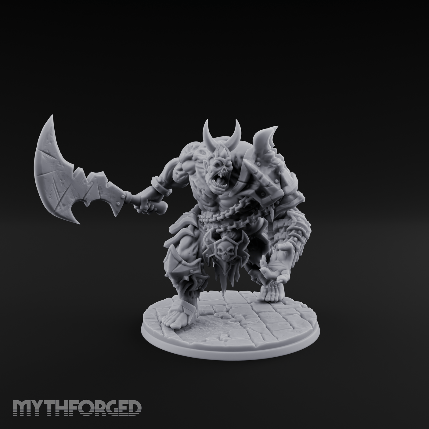 Axe Hefting Undead Troll Ghoul Brute Miniature for Dungeons and Dragons, Pathfinder or other TTRPGs